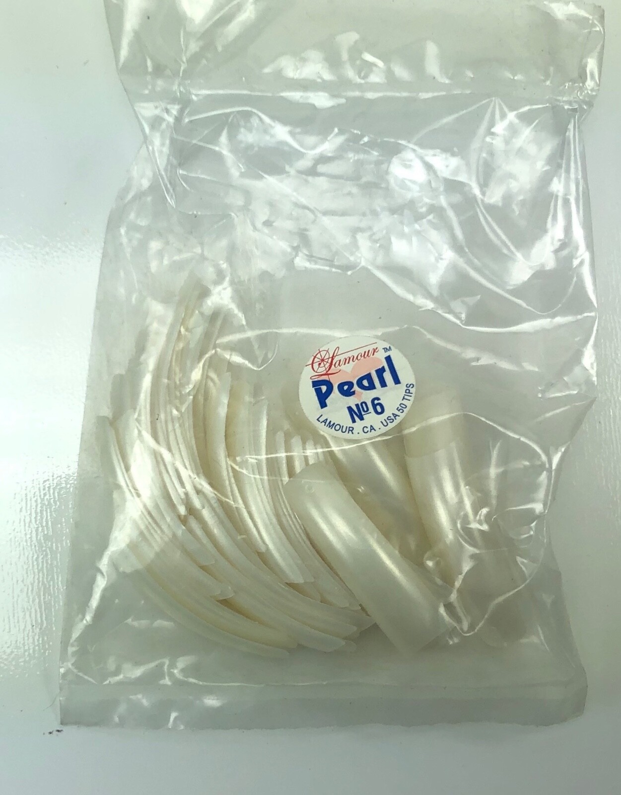 * Lamour Professional Nail Tips French PEARL White 0-10 Made in USA 550ct