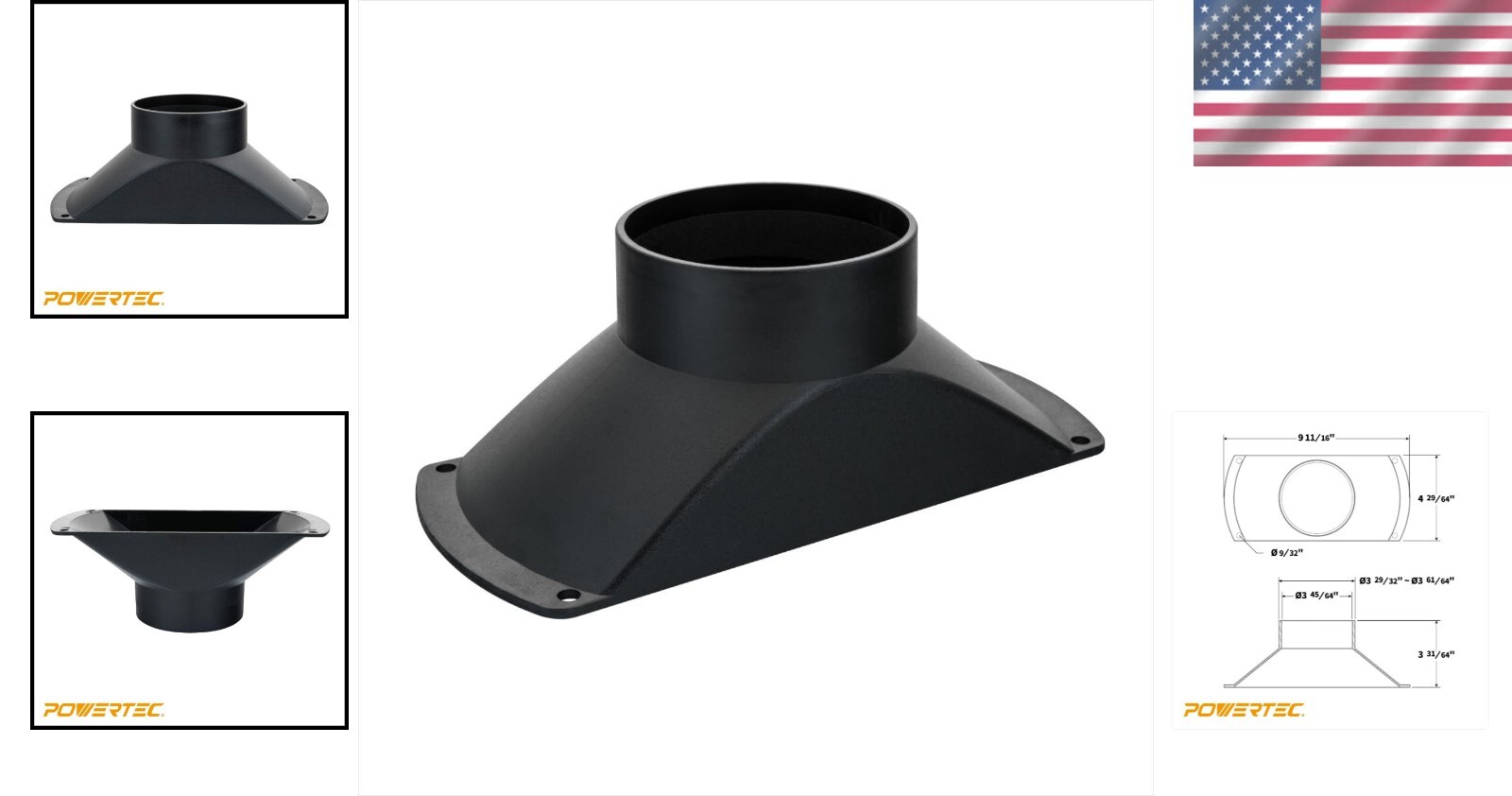 PRE-DRILLED ABS Dust Collection Hood – 4-1/4 x 7 inches for Easy Mounting