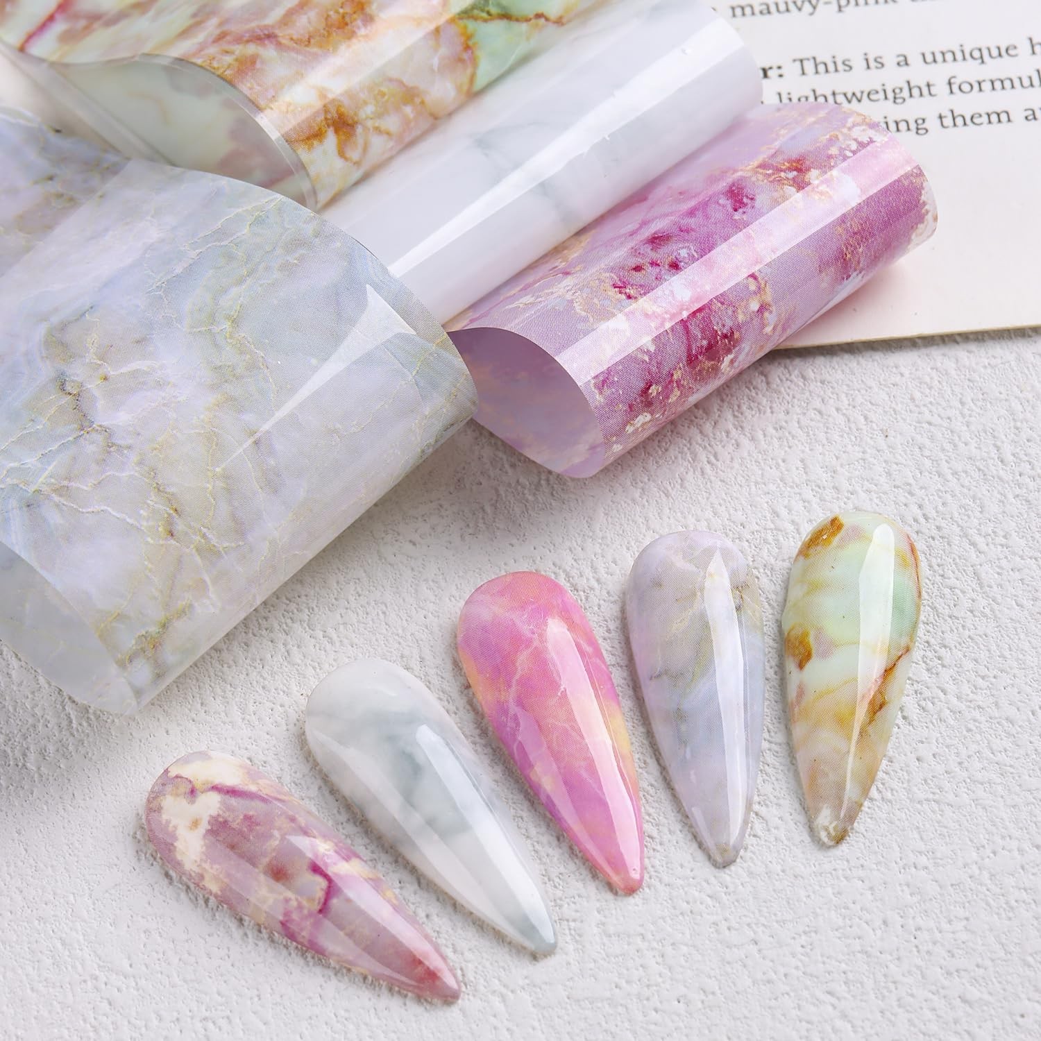 SUTOKAKA Pink Marble Nail Art Foil 10 Rolls