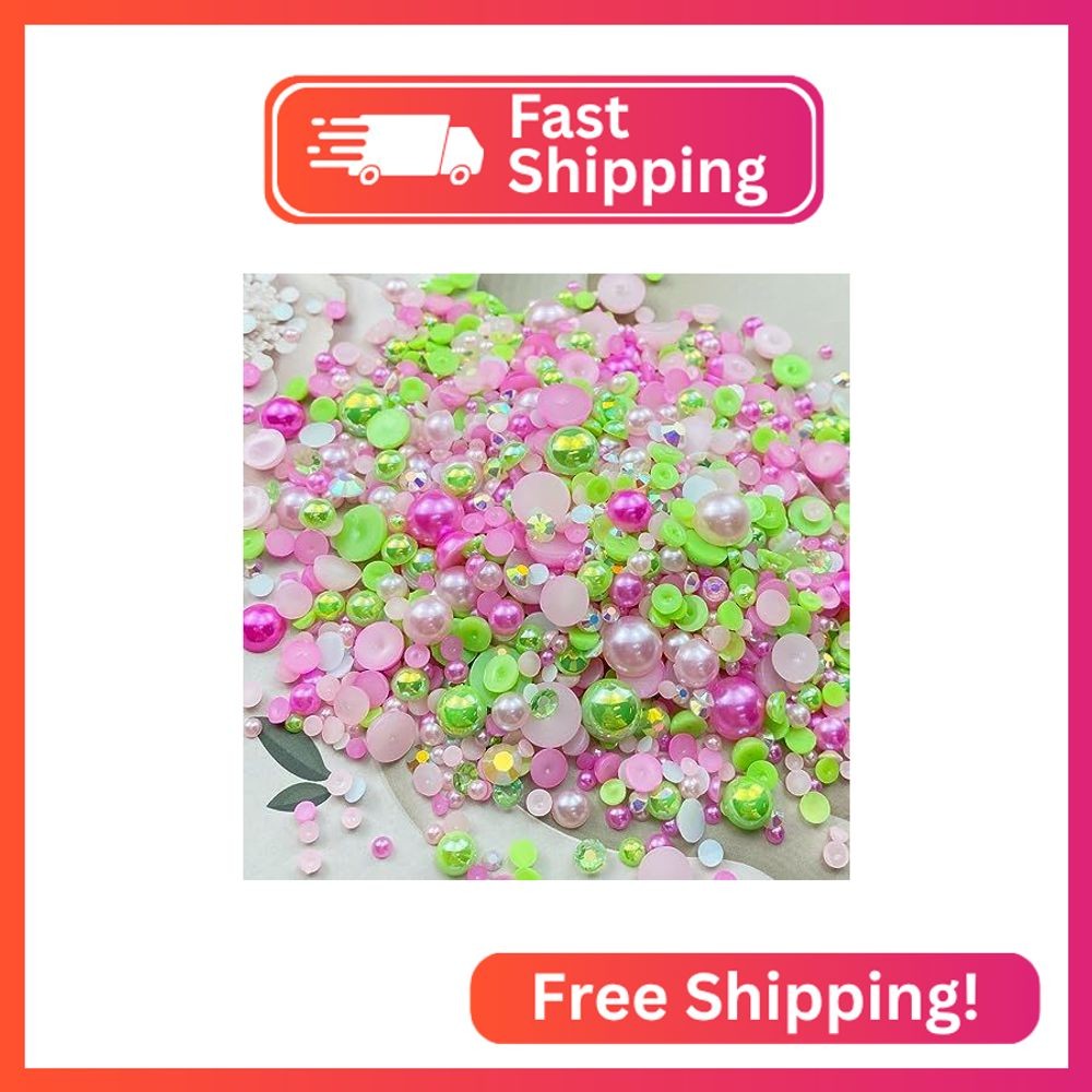100g Mix Resin Rhinestones Flatback Half Round Pearls Mixed Size 3mm-10mm AB Col