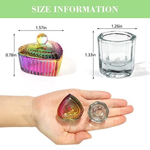 Nail Art Brushes – 6 Acrylic Nail Brushes – Dappen Dish Set – 10 Piece Set