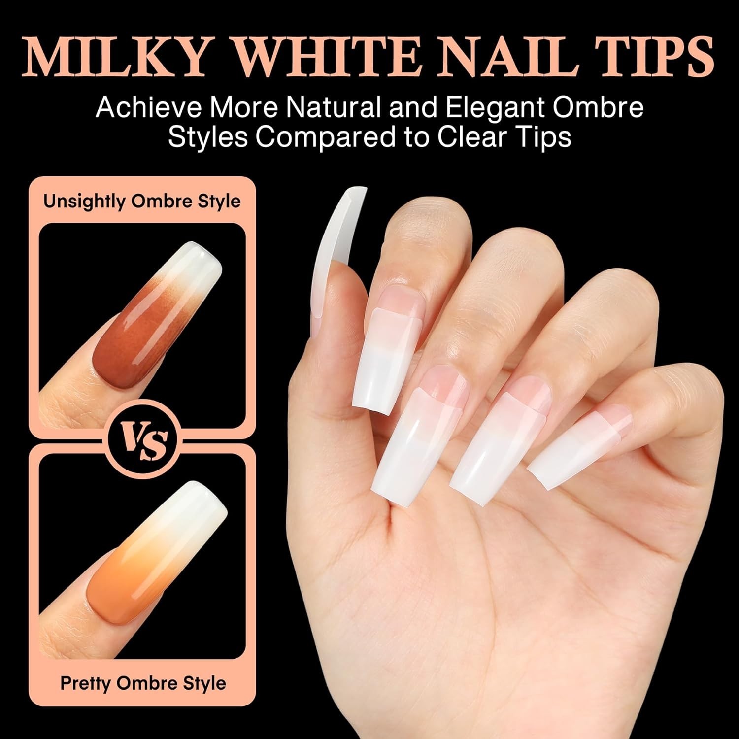 Elegant Gradient Half Cover Acrylic Nail Tips – 504PCS Soft Gel Set for DIY Art