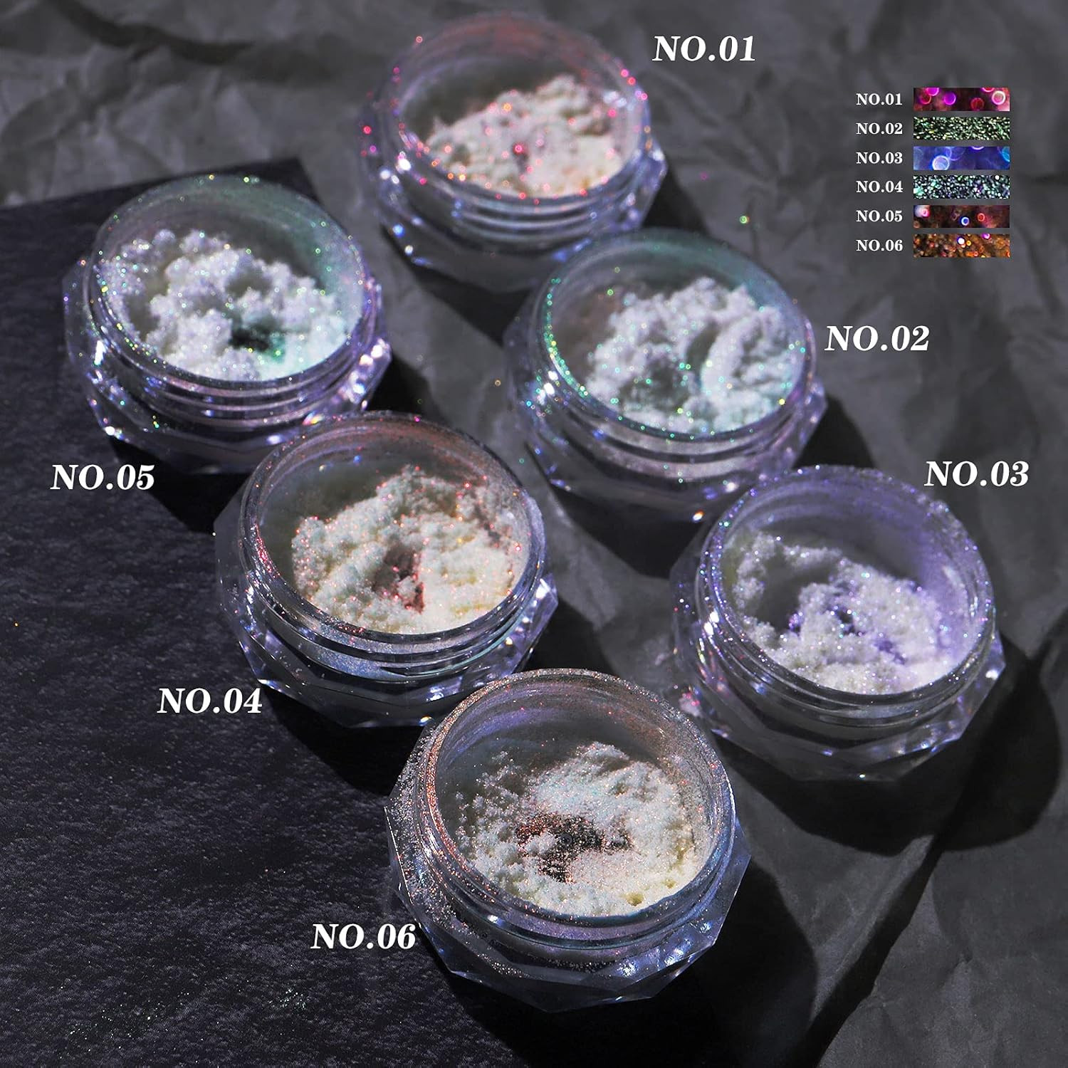 Ice Transparent Aurora Nail Powder Neon Rainbow Holographic Chameleon Powder Mul