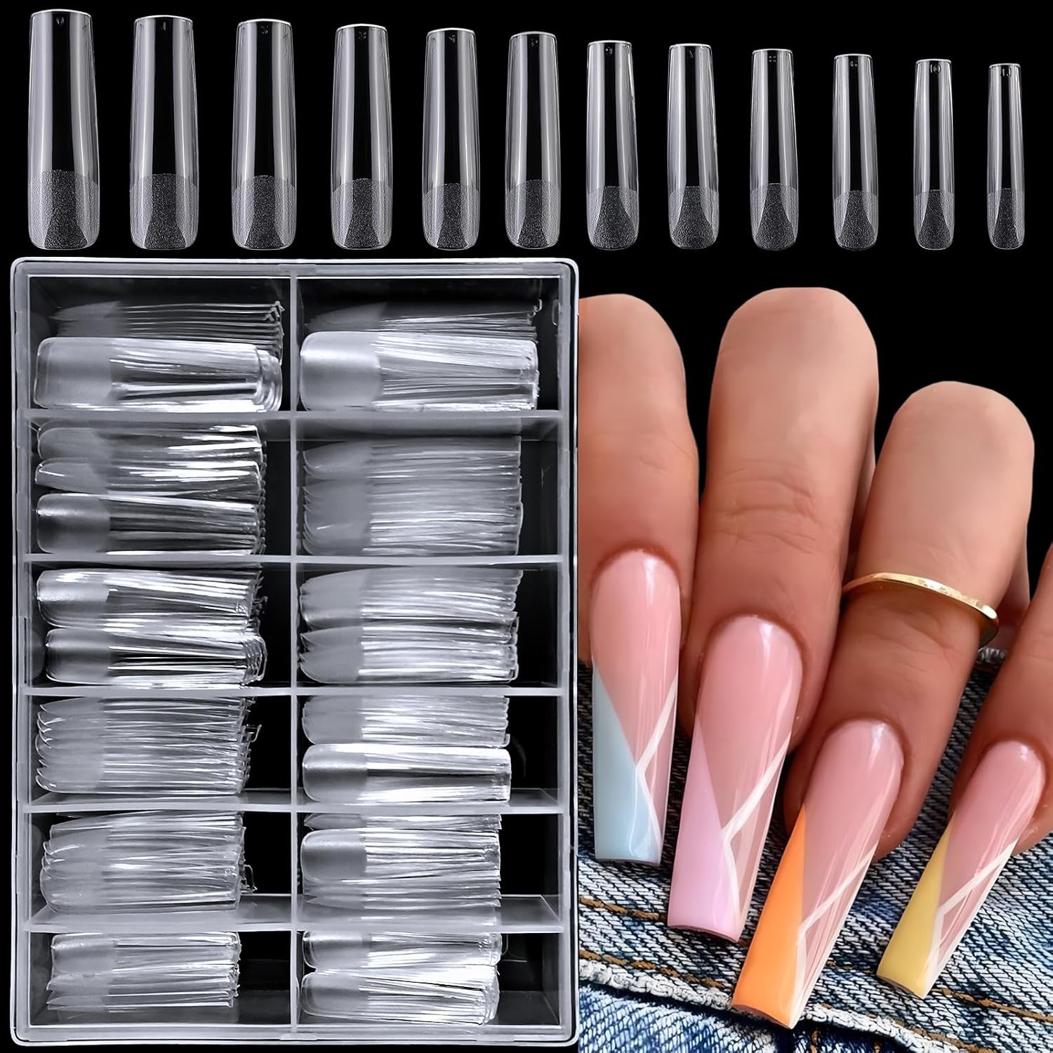 LoveOurHome 240pc XXL Square Gel Nail Tips Extra 1 Fl Oz (Pack of 1), Clear