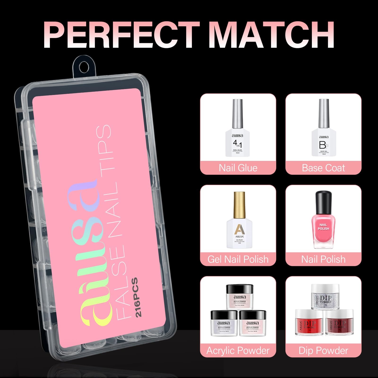 Aillsa Extra Short Square Nail Tips Full Cover Half Matte Nail Tips Clear Gelly