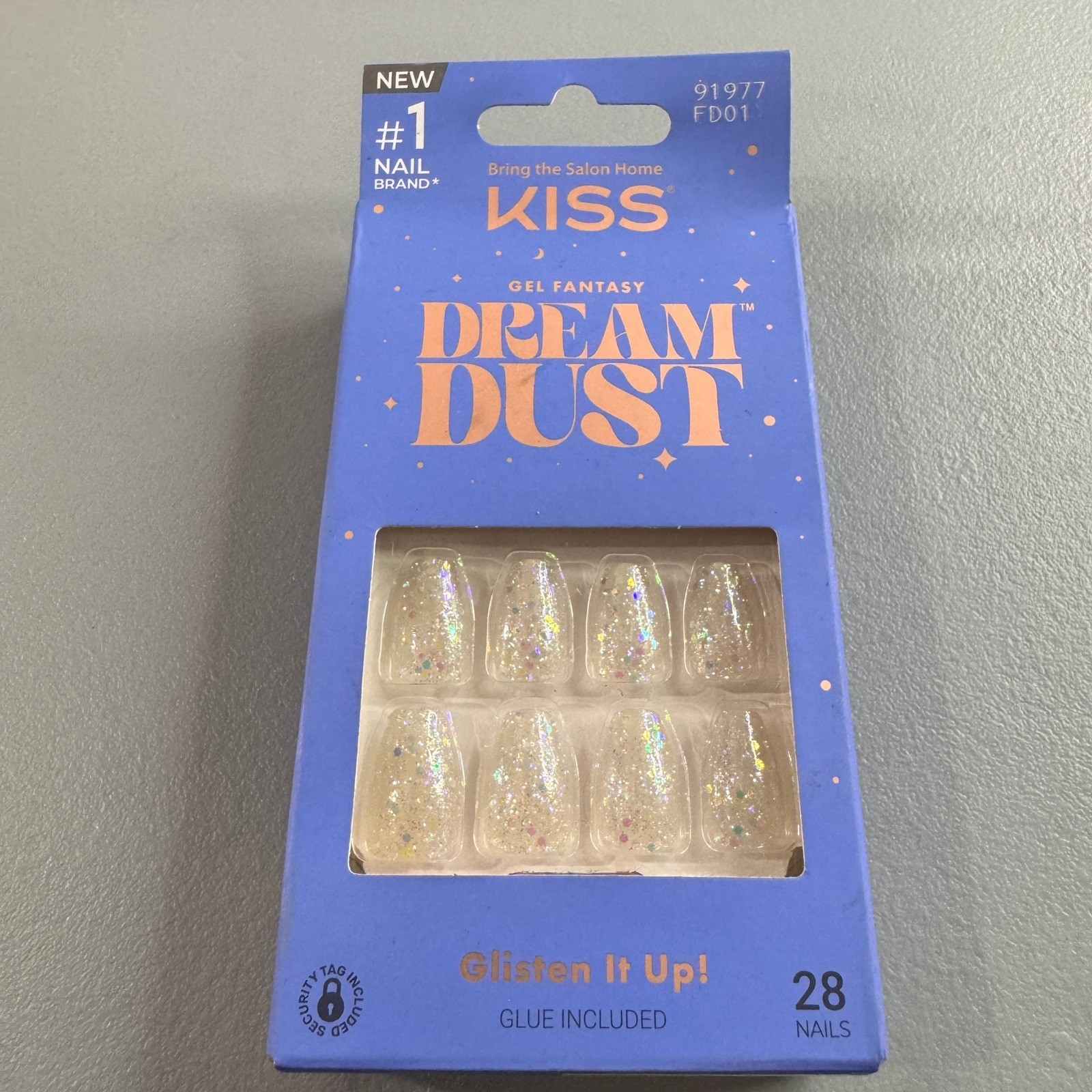 KISS Gel Fantasy Dream Dust Nails Women Short Glisten It Up New Glitter Coffin