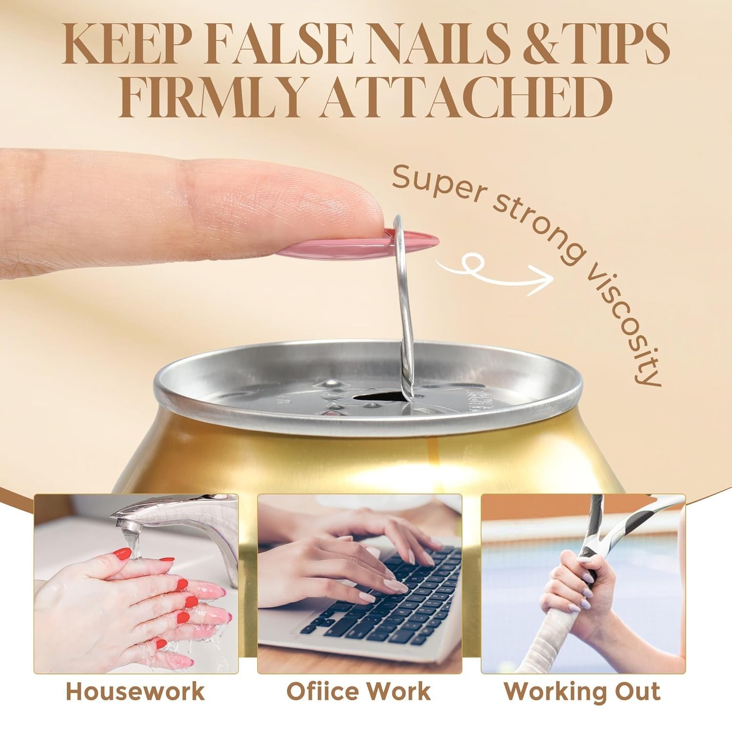 Brush-On 6-in-1 Gel Nail Glue, Clear, 10ml – Long-Lasting UV-Cured Adhesive f…