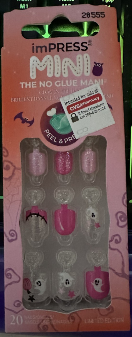 Kiss Impress! Nails Mini Halloween Pink Ghosts glitter