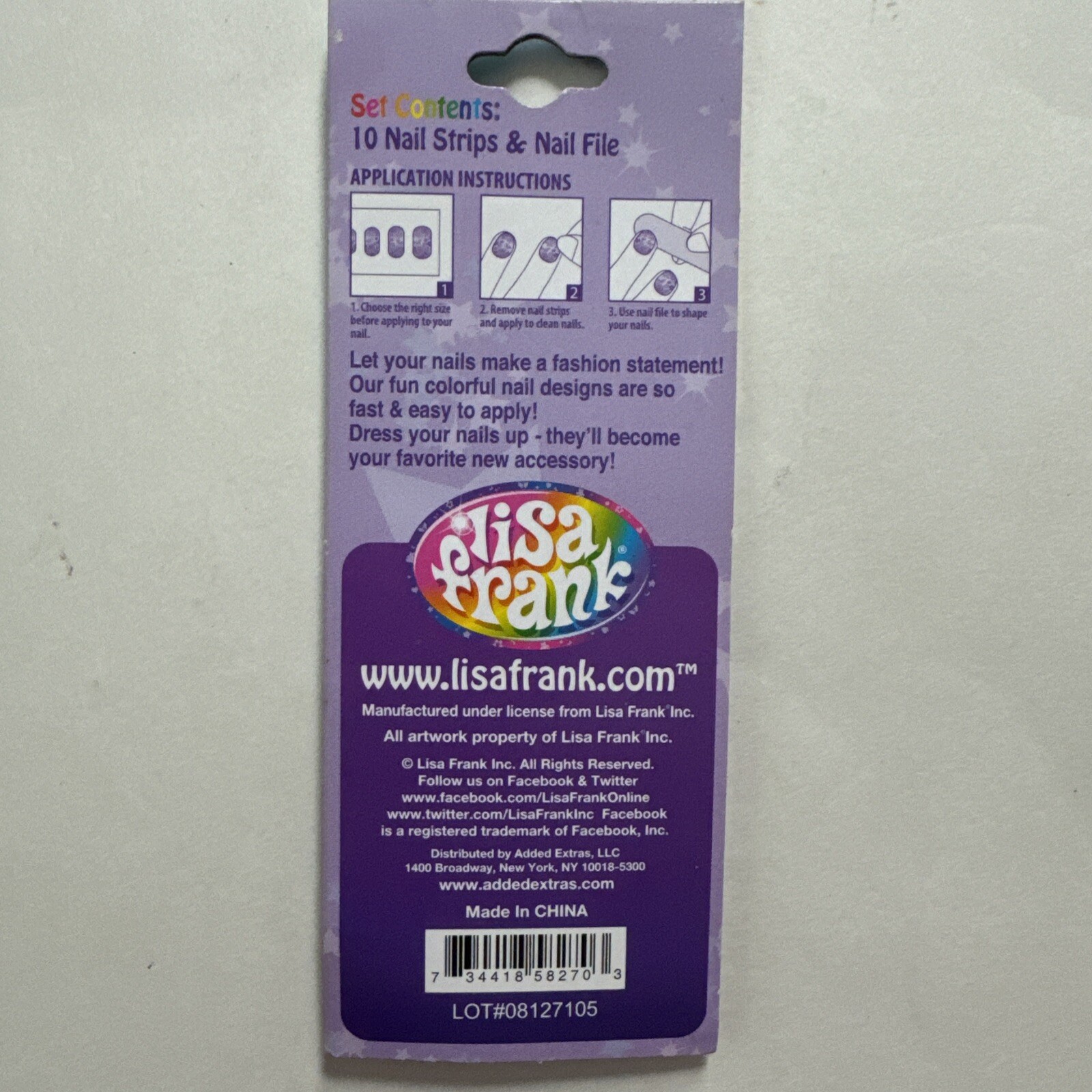 Lisa Frank Nail Strips Set Nail File Emory Board Birthday Favor Girl Gift Age 5+