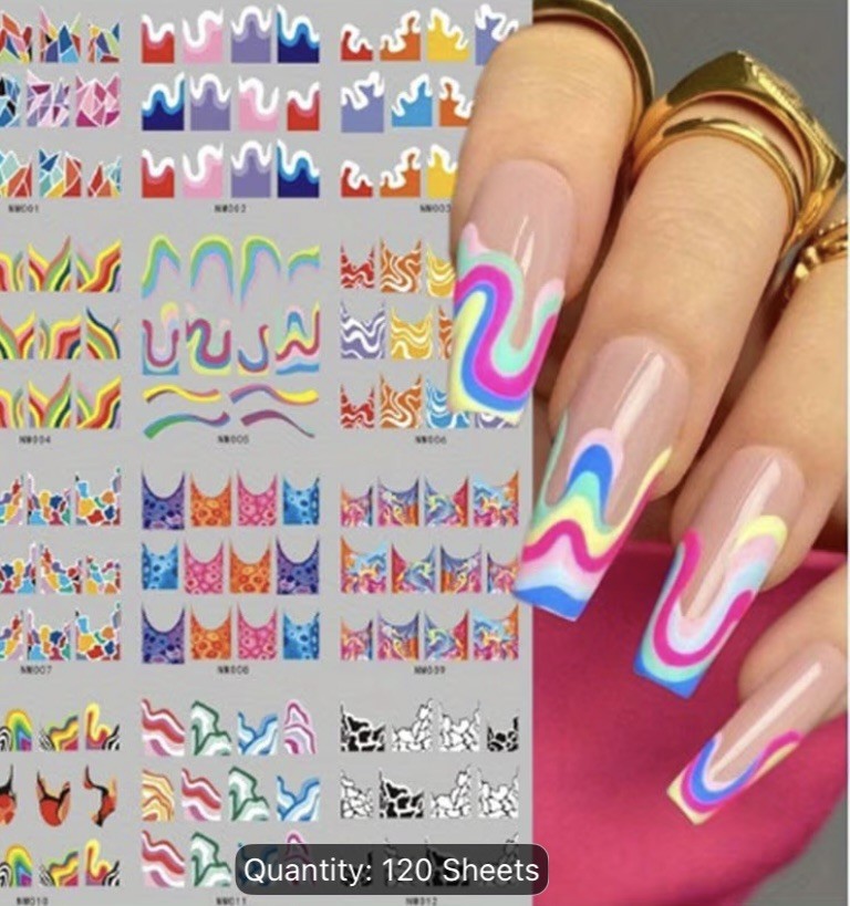 3D Nail Sticker Decal 120 Design Lot Nail Art Adhesive DIY Design Decor US Stock