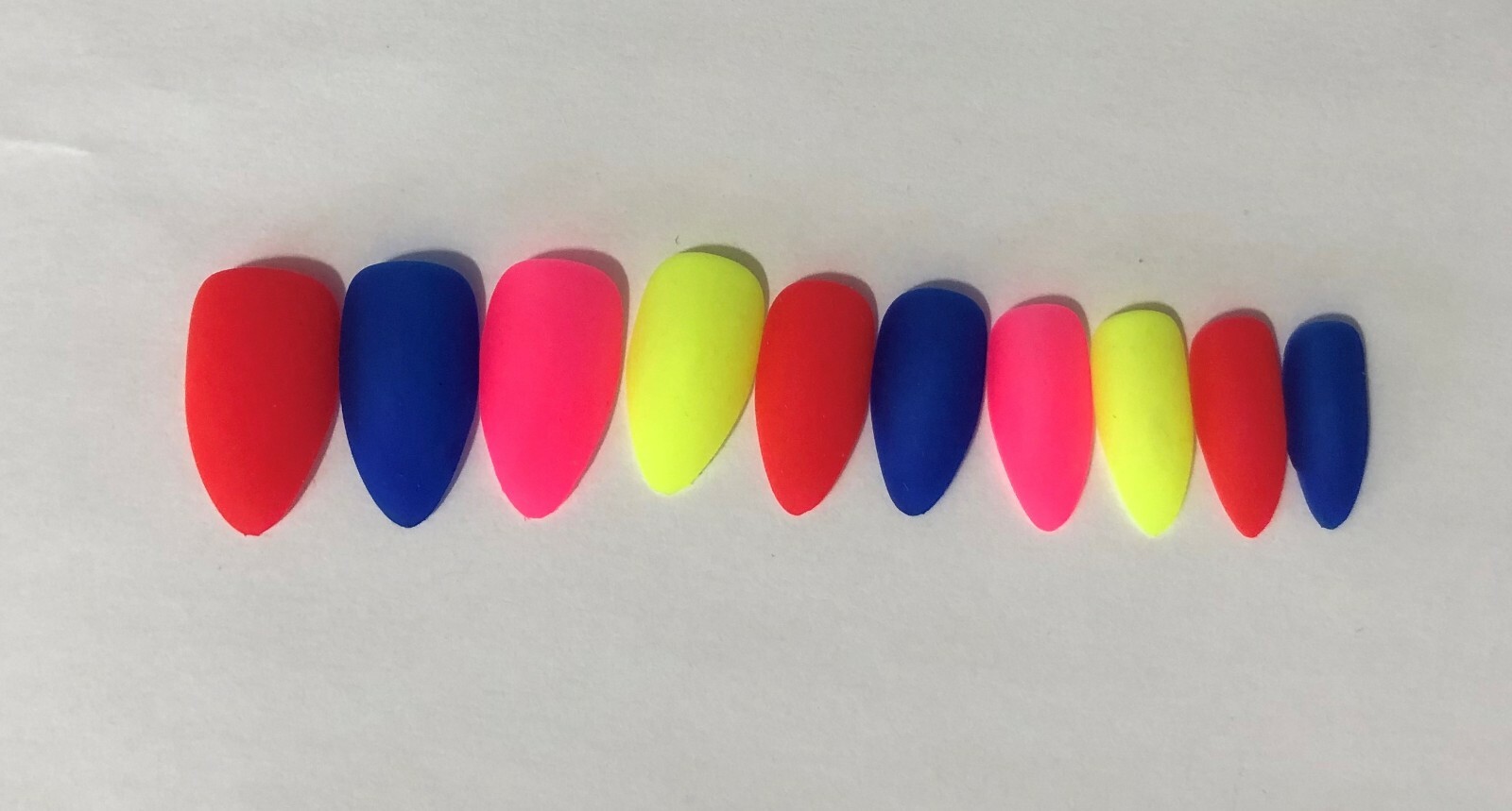 Neon Rainbow Glow in the Dark press on nail set- (Set of 20 sizes 0-9)