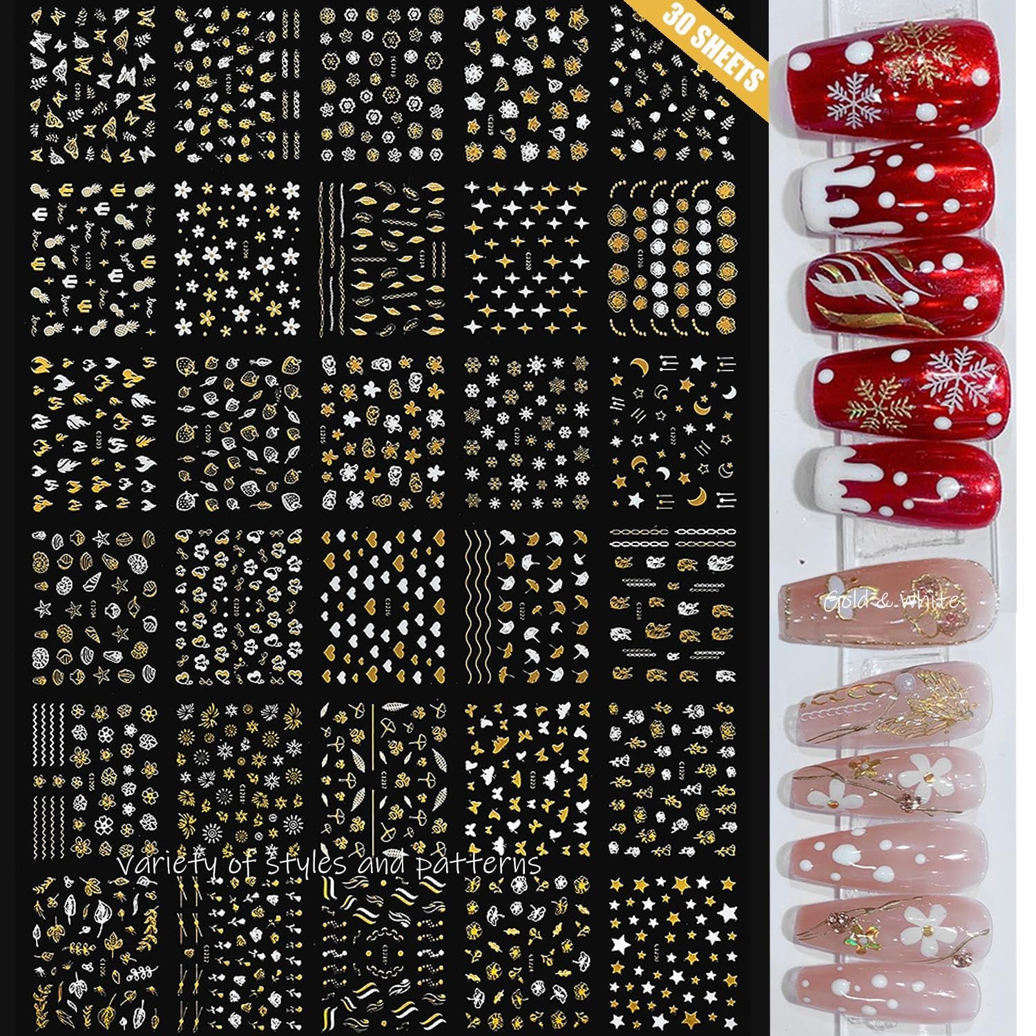 102 Sheets 5200 Pieces 3D Floral Nail Art Stickers & Storage Book – Rhinestone D