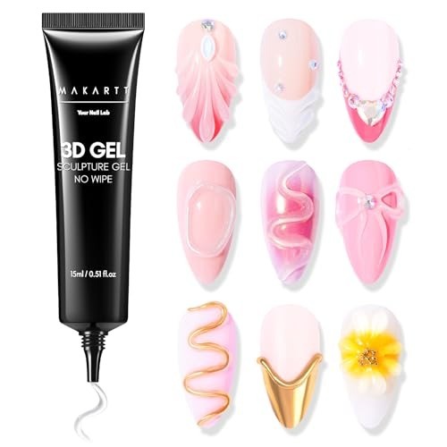 3D Gel Nail Art, Sculpting Gel Glue for Drawing, Molding, Sculpture, Gems and…