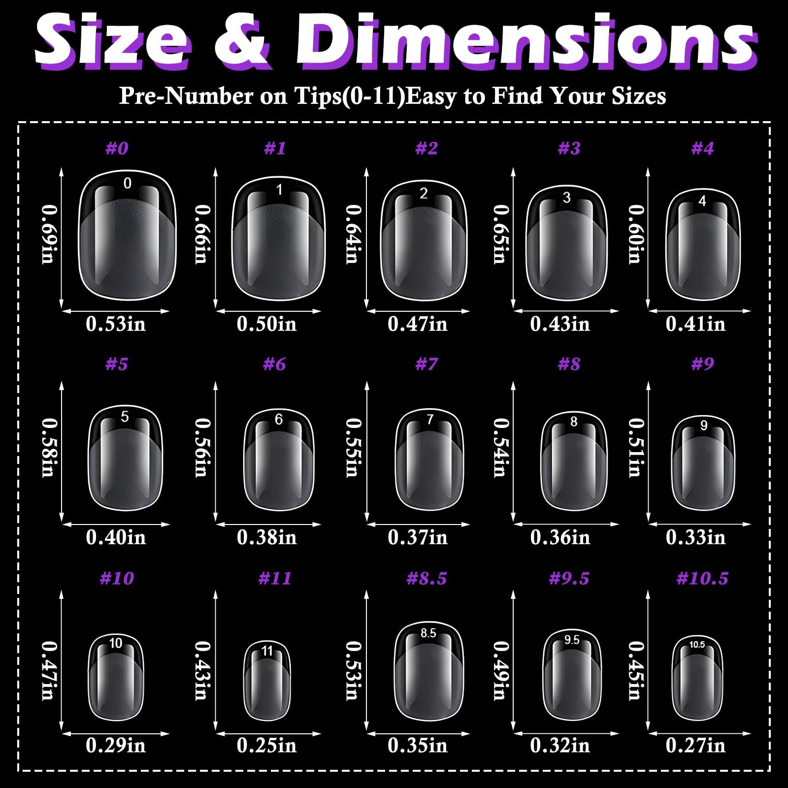 360pc Extra Short Squoval Nail Tips Clear Fake Nails XS Short Round Square Ge…