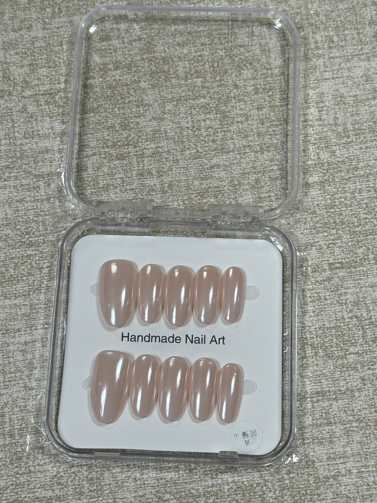 Handmade Press On Nails Nude Beige Glossy Natural Look Size M Nail Set