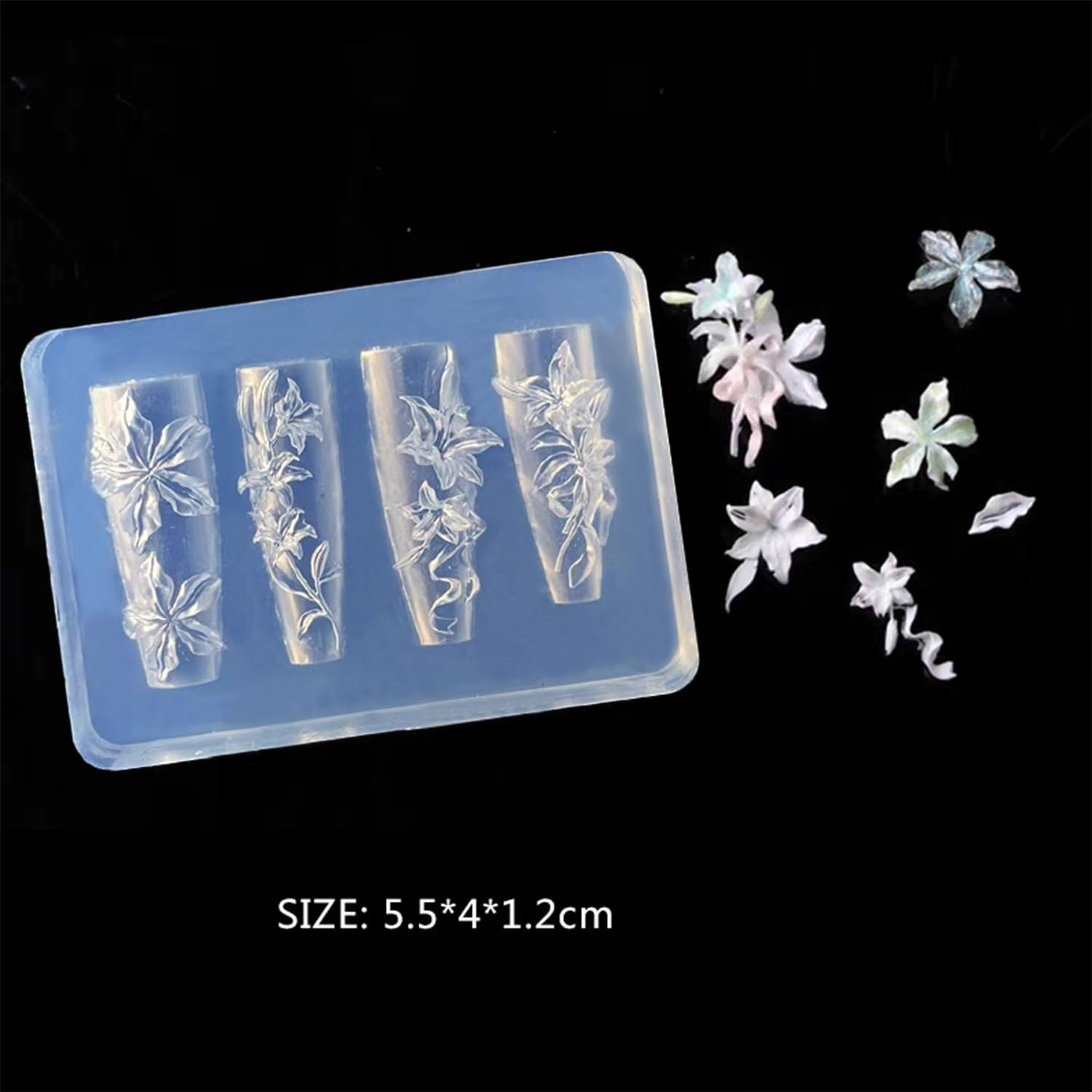 Silicone 3D Lily Flower Nail Mold for Art and Manicure Design