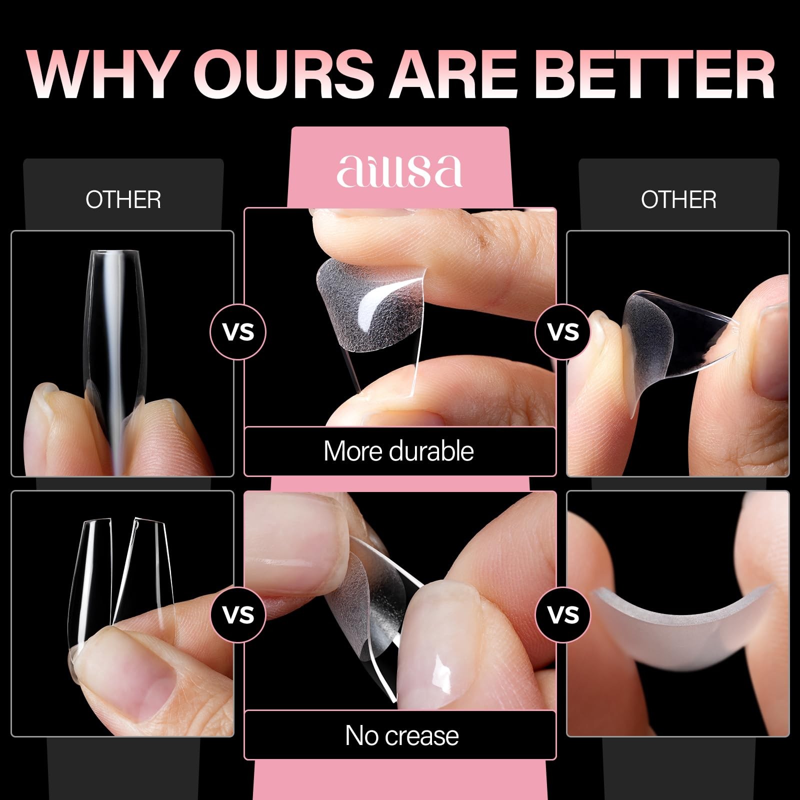 AILLSA Short Coffin Nail Tips for DIY Beginners