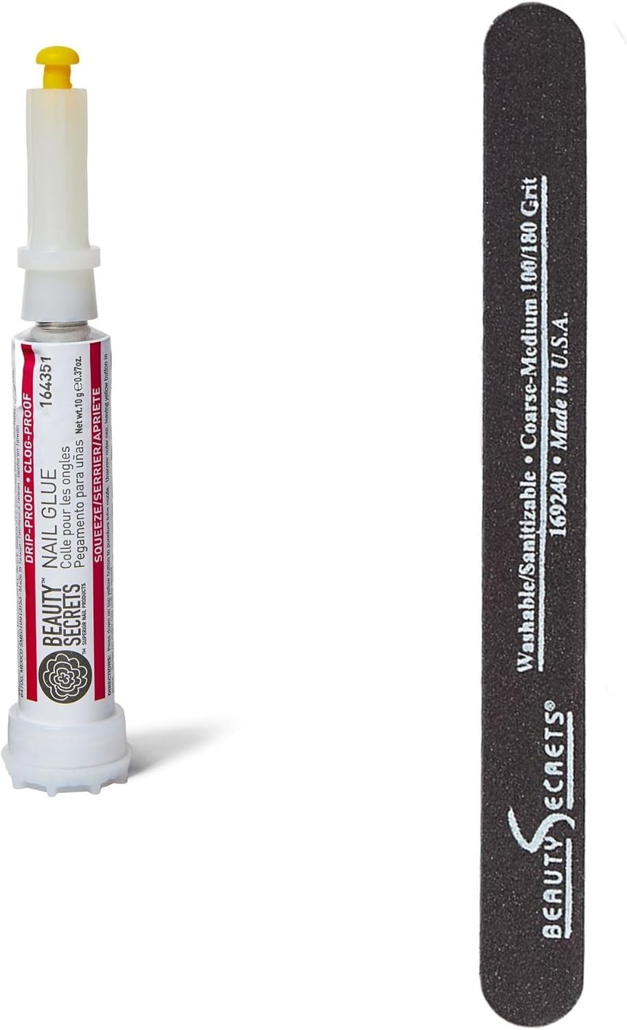Beauty Secrets Drip & Clog Proof Nail Glue + 180/100 Nail File