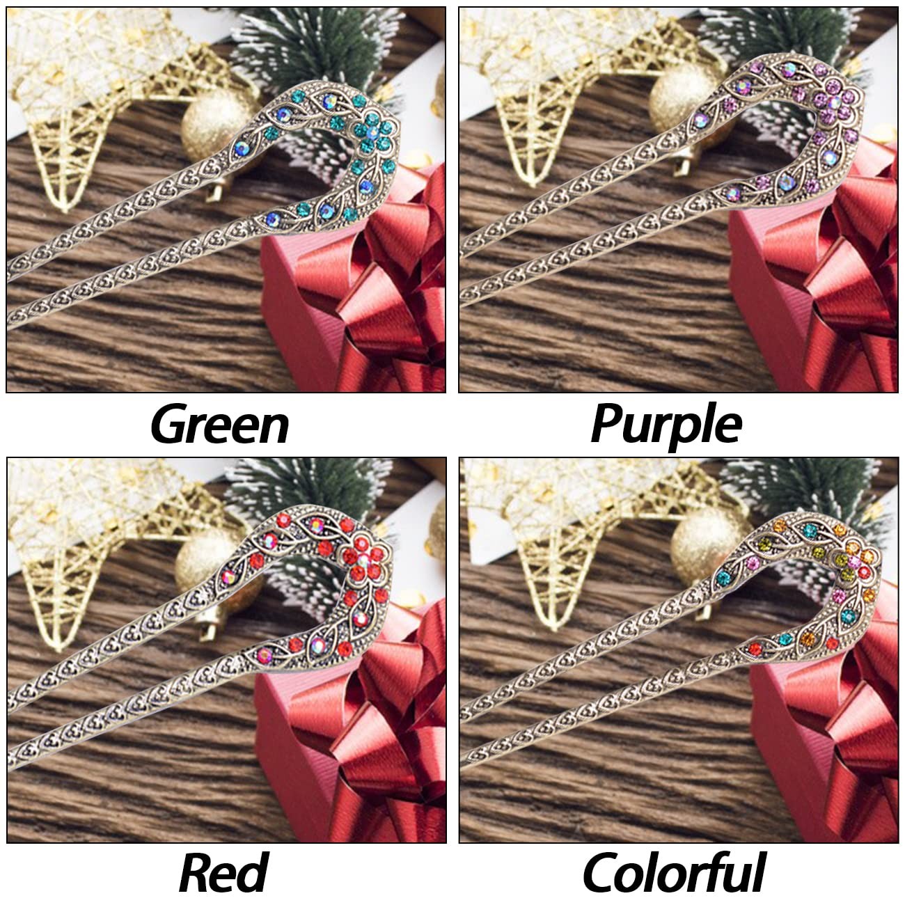 4 Pieces French 1 Count (Pack of 4), Red, purple, colorful, malachite green