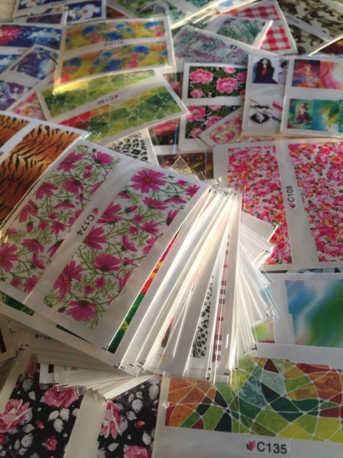 30 Sheets Nail Art Decal Stickers Water Slide Tattoo Transfer Random Full Size