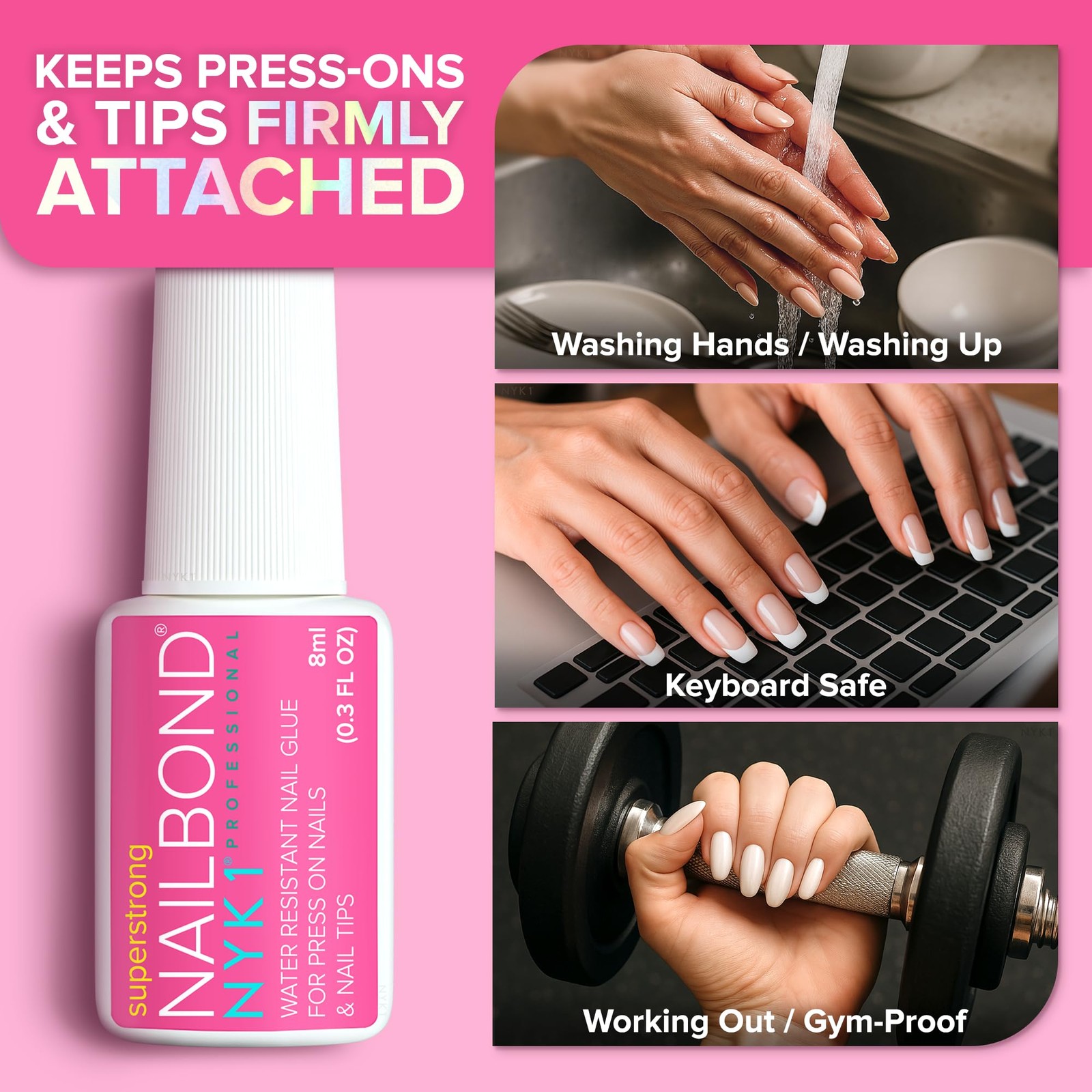 Super Strong Nail Glue for Press On Nails, 0.27 Fl Oz (Pack of 1), Clear