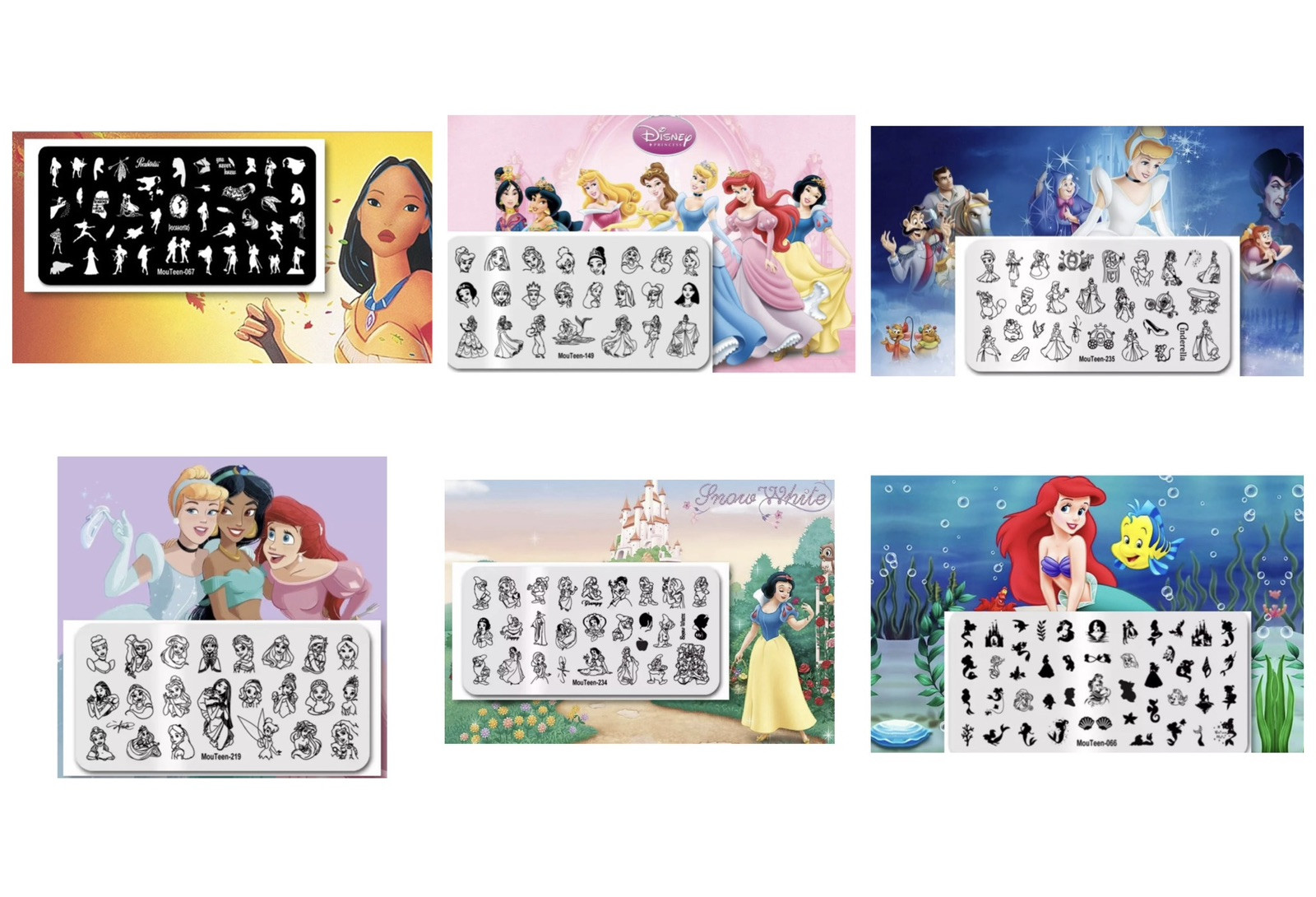Cartoon Princess Nail Stamping Plate. Stainless Steel W/Plastic Base. $5 Each