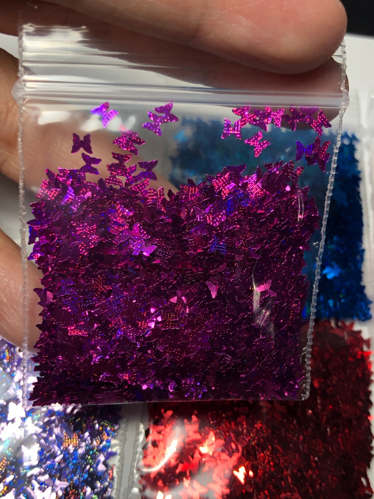 Solvent Resistant LASER BUTTERFLY shape Glitter U Choose Color Nail Art Face