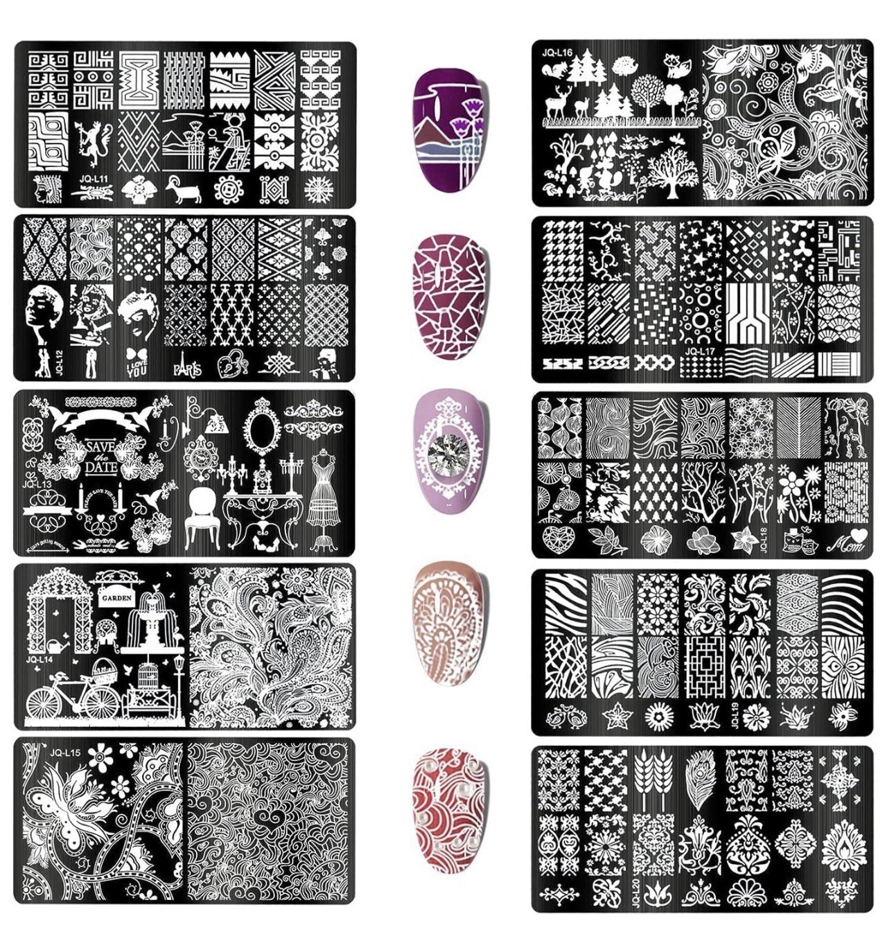 20 Metal Nail Art Stamping Plates Bundle NEW With Case, Nail Lint Roller Cute!