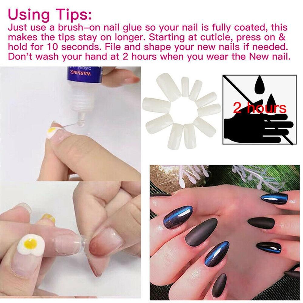 500pcs Fashion Manicure Full Cover Natural False Nails Fake Tips Tool Assortment
