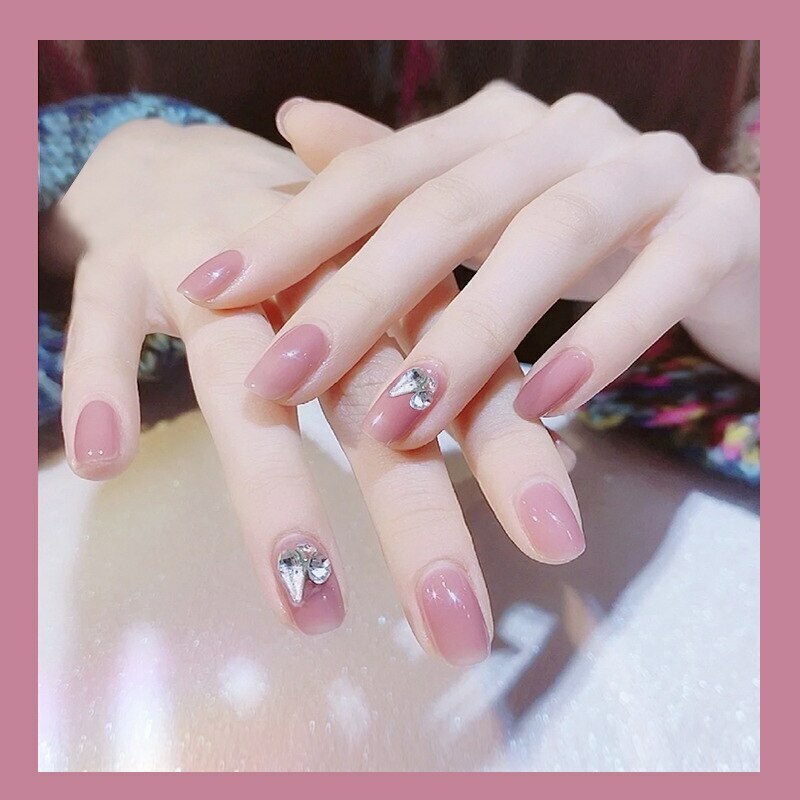 24pcs Gradient False Nails Cute Summer Press On Nails With Glue Manicure Decor