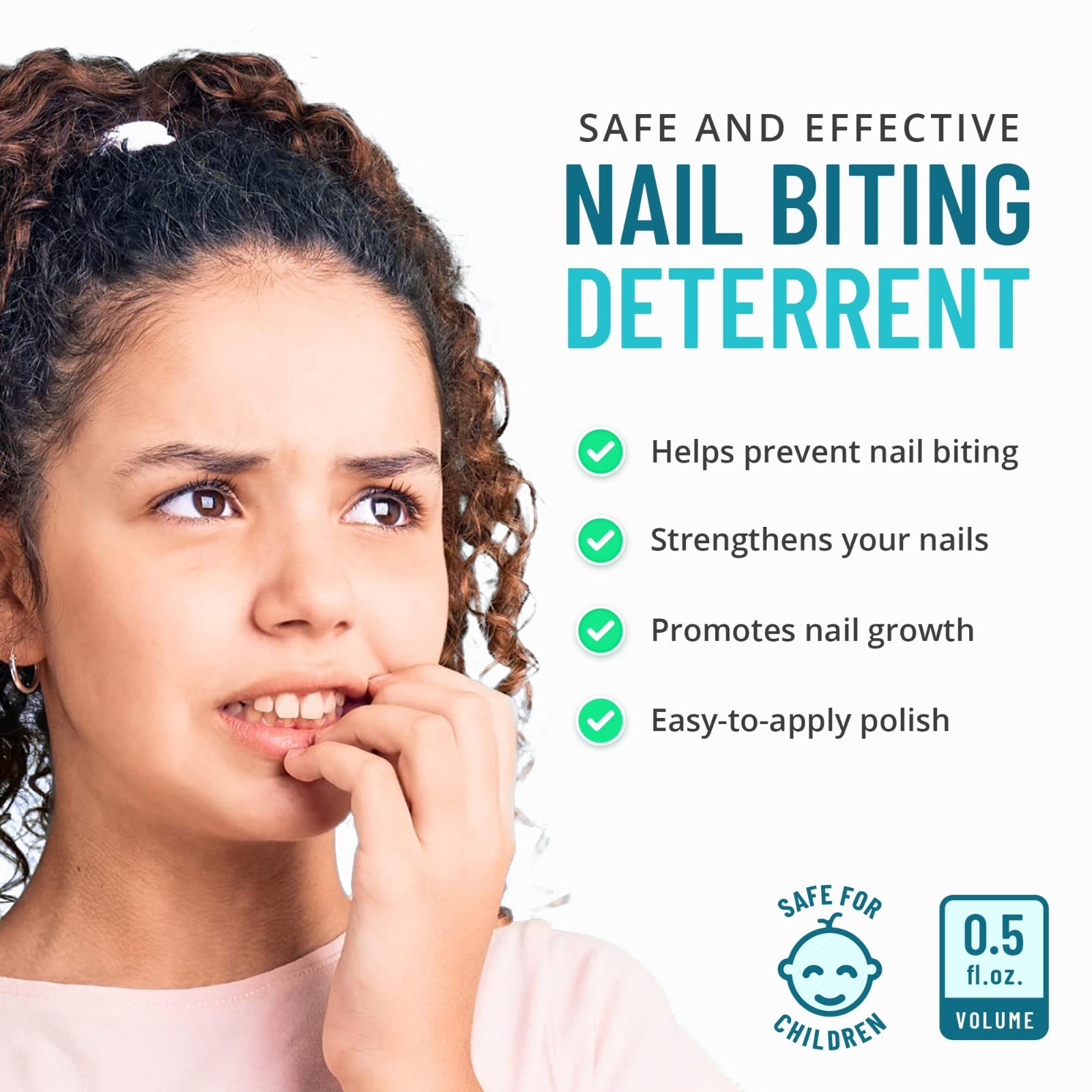 Nail Biting Treatment for Kids & Adults – Bitter No-Bite Polish, Non-Toxic Formu