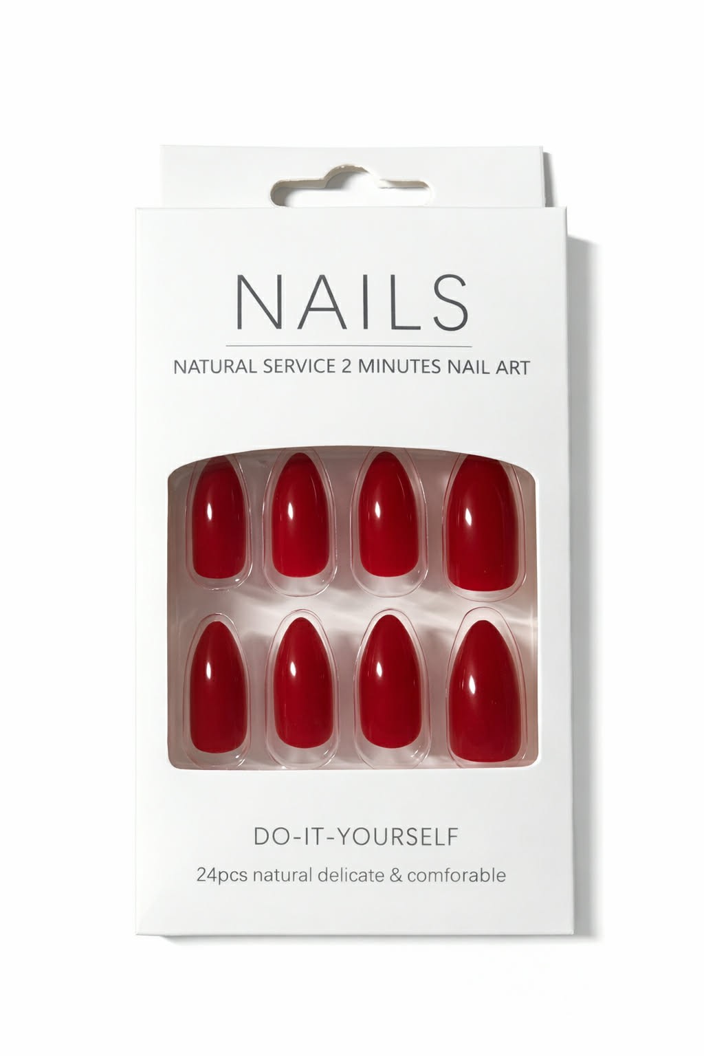 Press On Nails Burgundy Red Almond Shape Set with Nail Glue & Adhesive Tabs