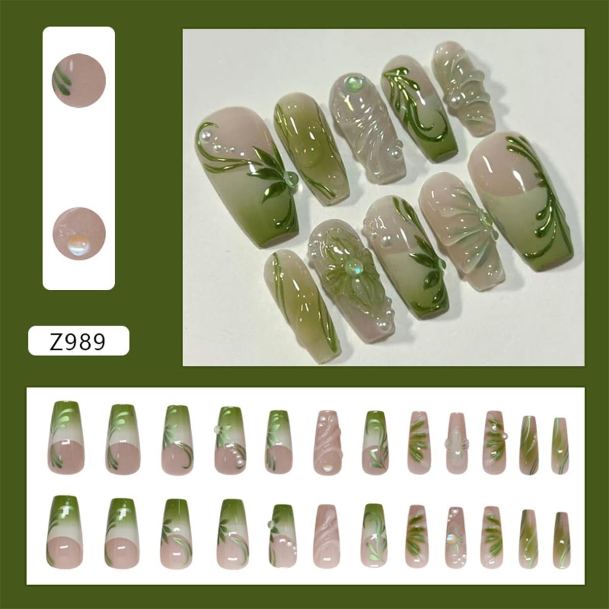 24Pcs 4th of July Press on Nails Medium Almond Full Cover Acrylic Glue On