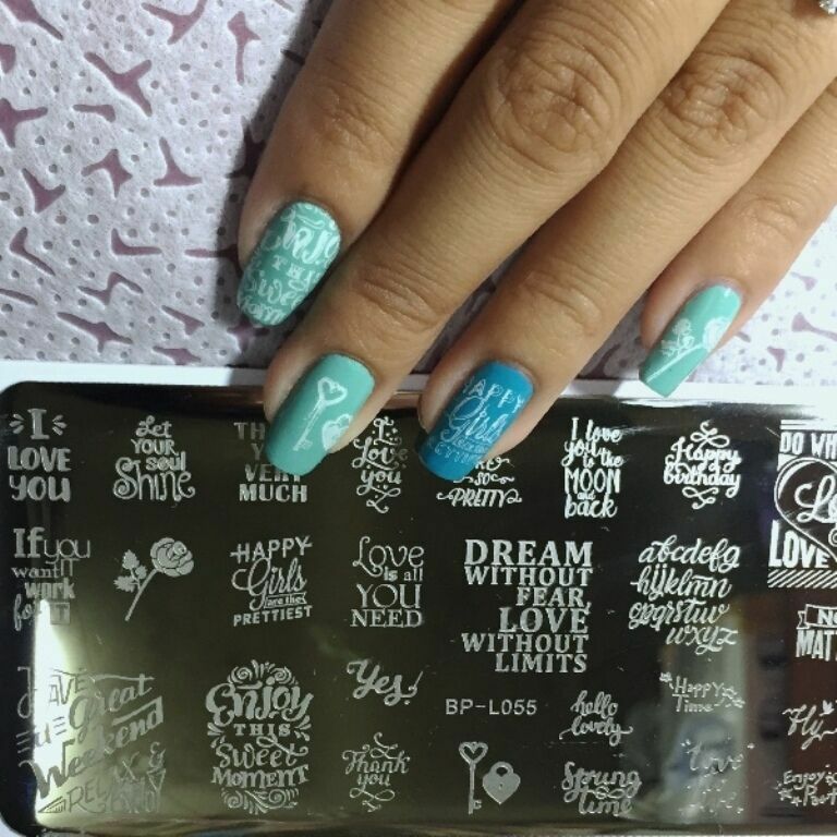 Letters Design Rectangle Stamping Template Manicure Nail Art Image Plate BPL055