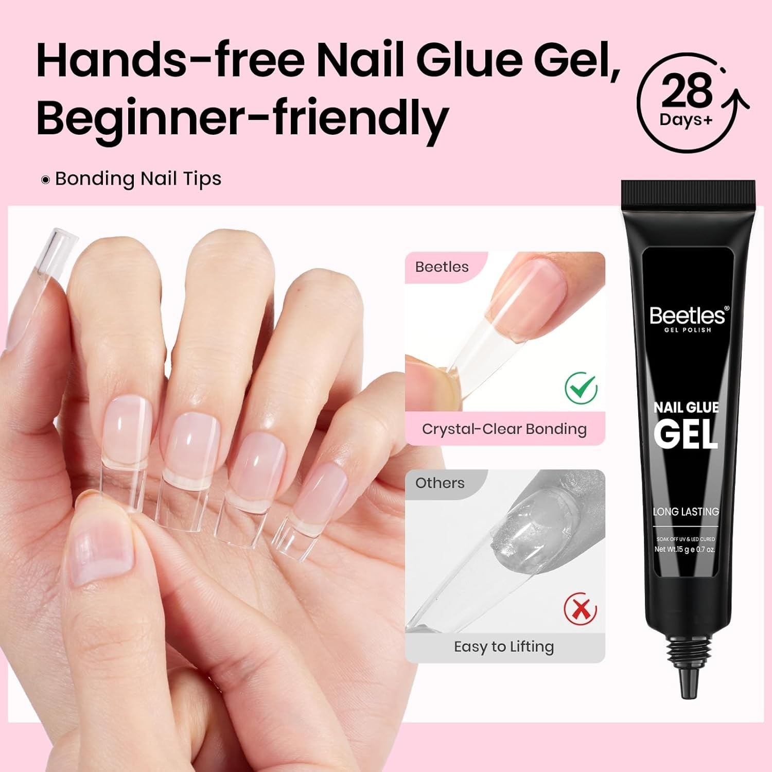 Beetles Gel Nail Kit Flat-X, Square Medium, 320pcs 16 Sizes Nail tips, with 1…