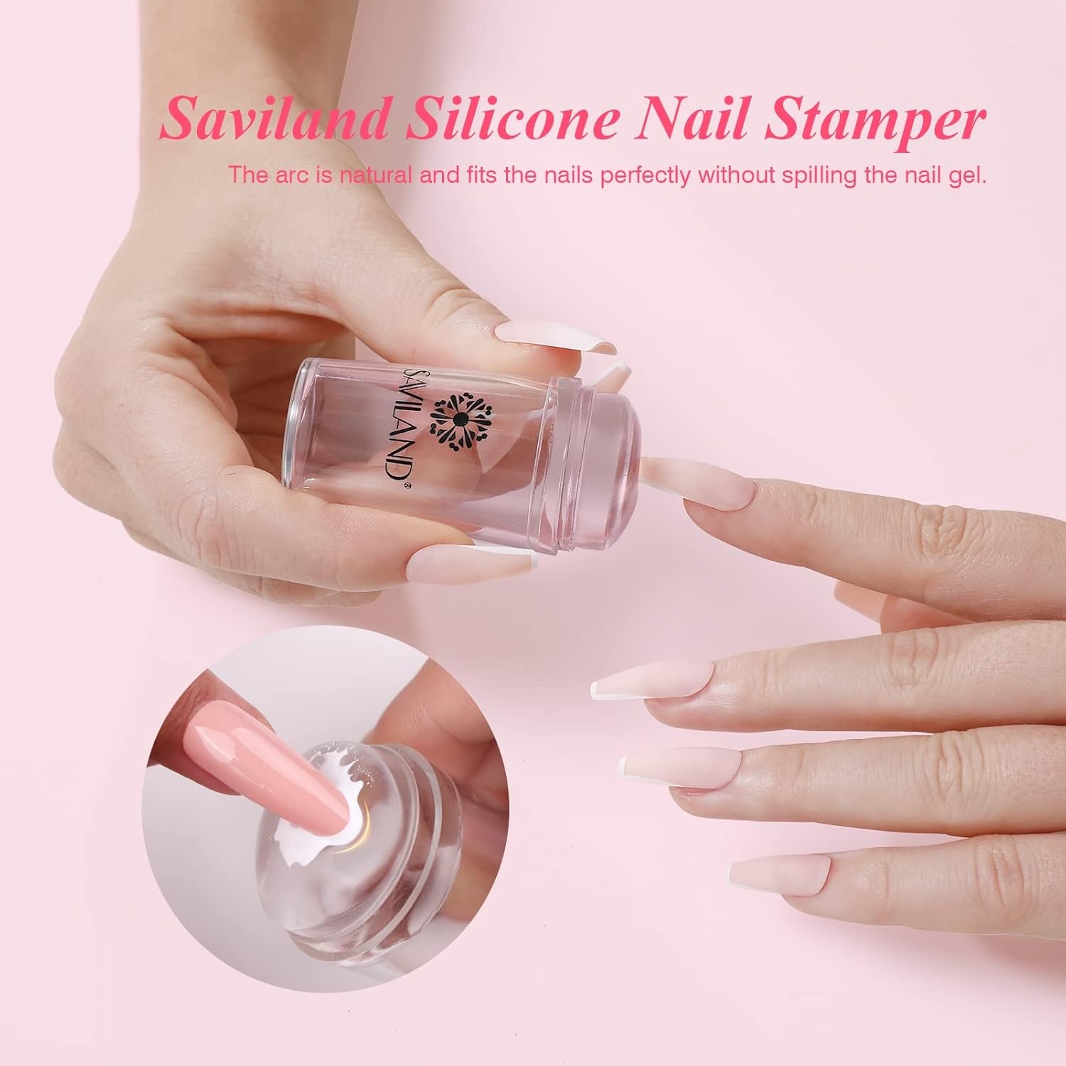 Saviland French Tip Nail Stp: Nail Art Stper Kit Clear Silicone Nails
