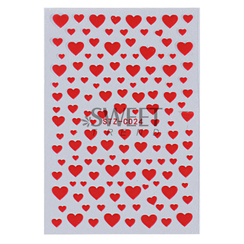 3Pcs Nail Art Black White Red Stickers Decals Transfer Valentine Love Heart NS44