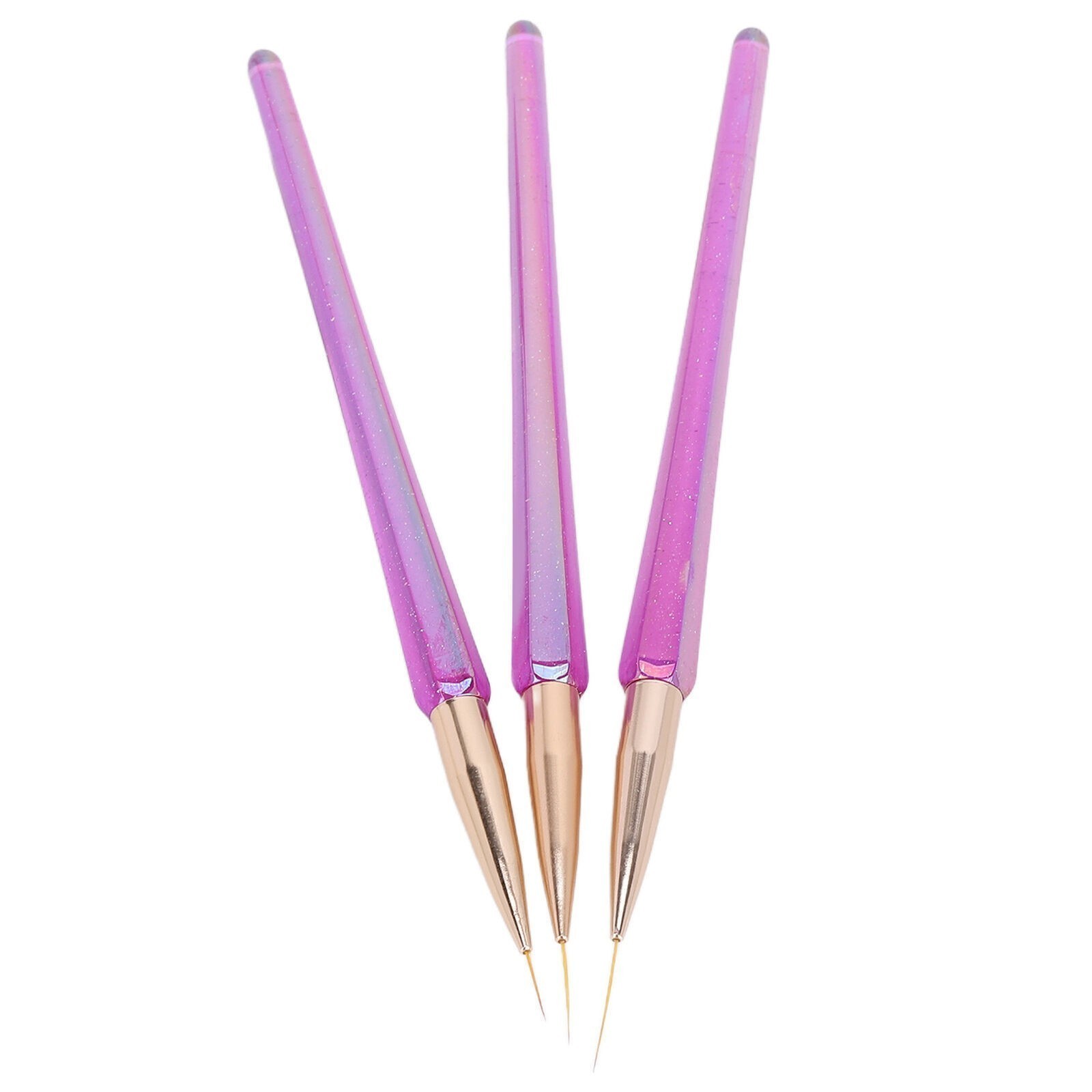 3pcs Nail Liner Brushes Set 12/16/21mm Super Fine Nail Art Striping Brushes