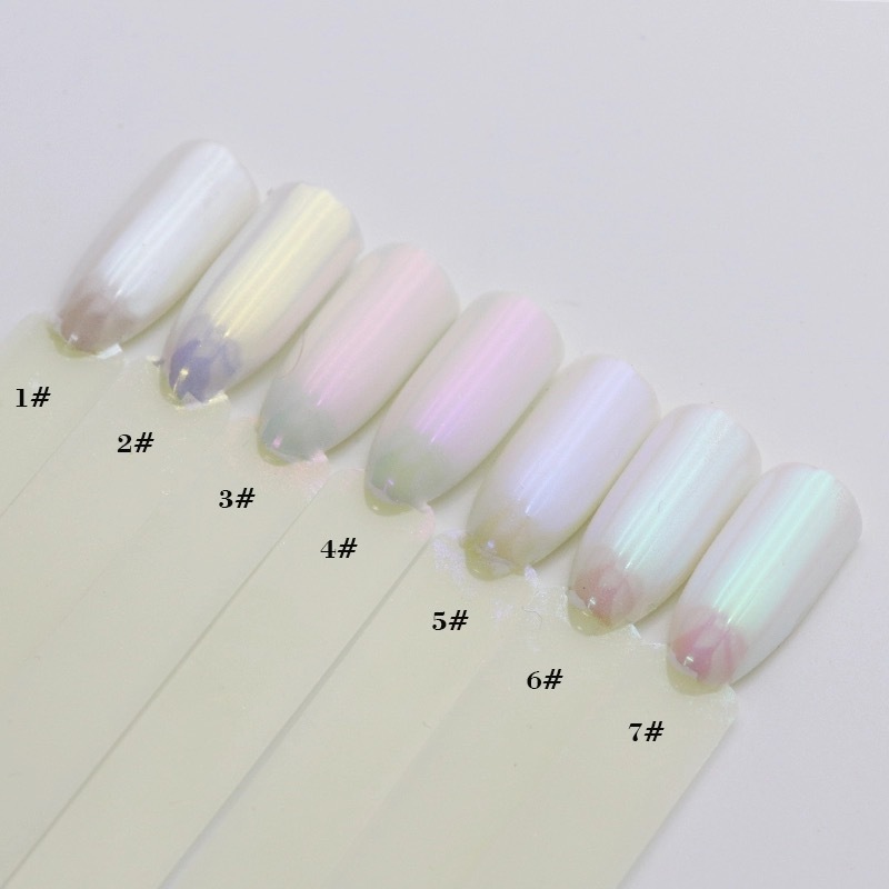 CERAMIC Nails Mirror SHELL Powder Shiny PEARL White Chrome Nail Pigment Colours