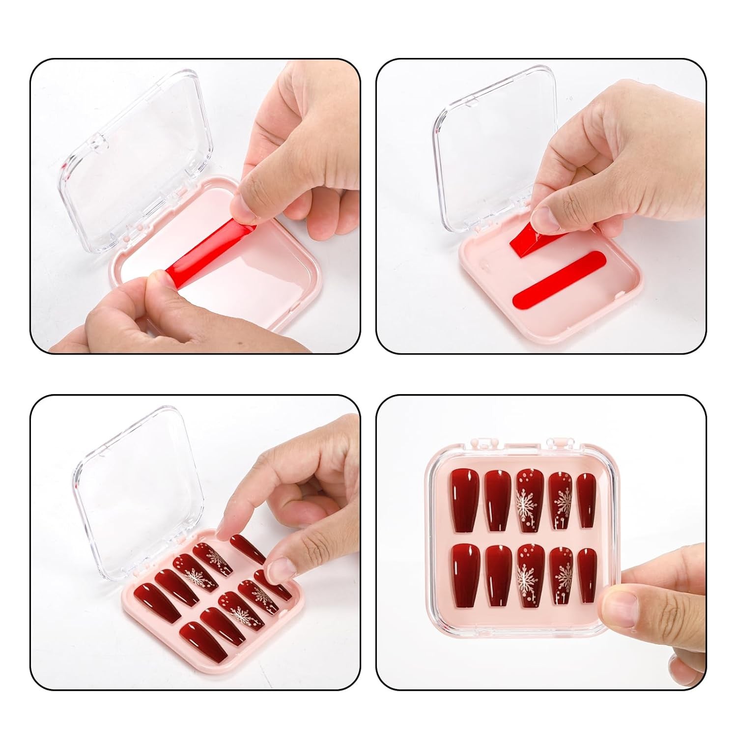Acrylic Press On Nail Storage Display Cases With Adhesive Nail Tapes