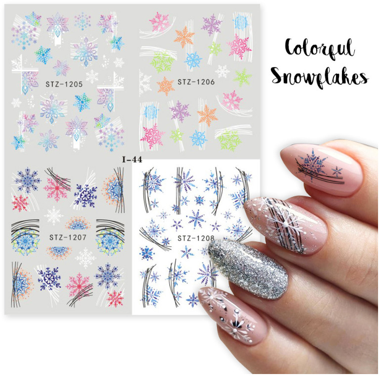 Christmas Colorful Snowflakes Nail Art Water Transfer Stickers Decal I44 NS39