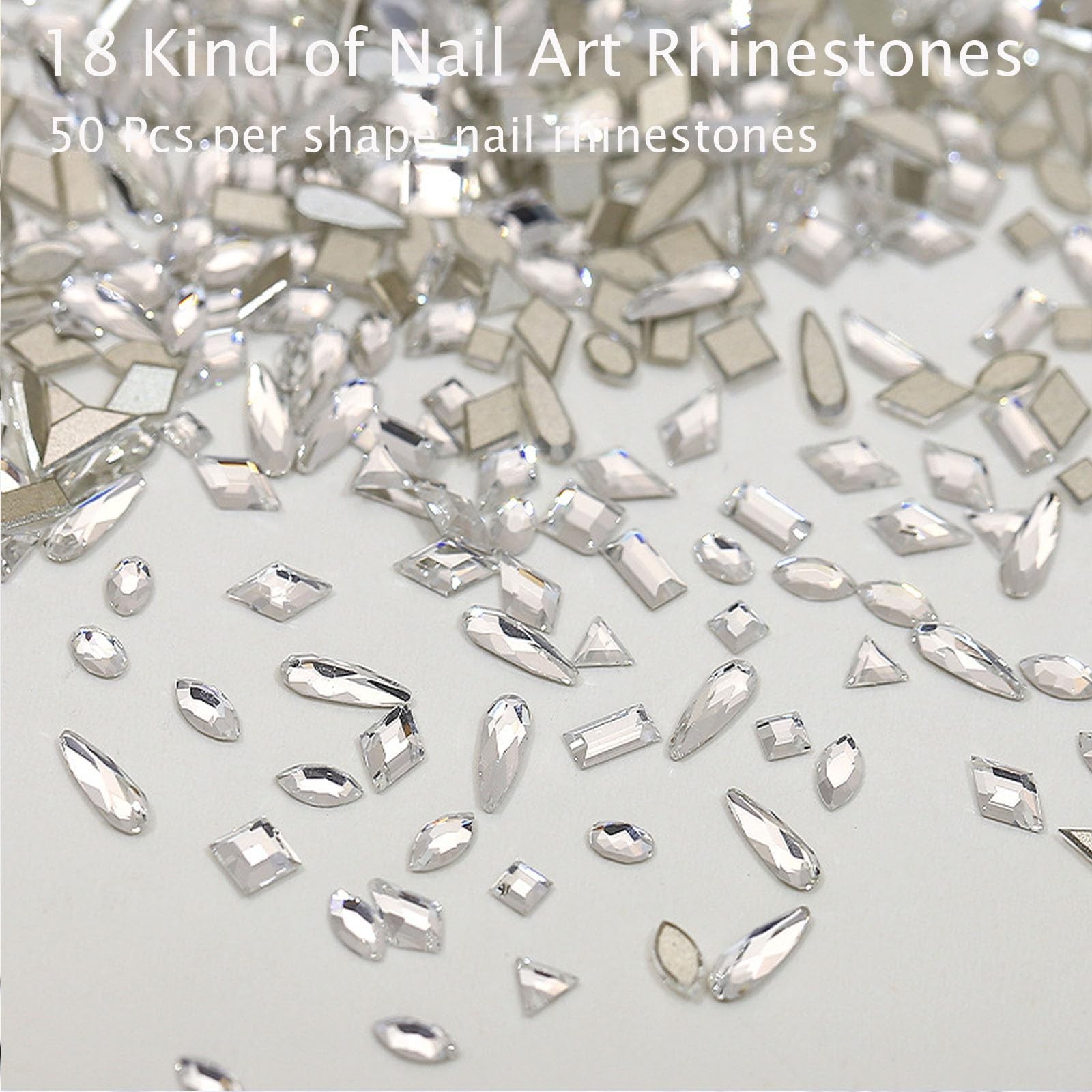 900 Special-Shaped Clear Nail Diamonds & 3200 Flat-Bottom Rhinestones Set with T