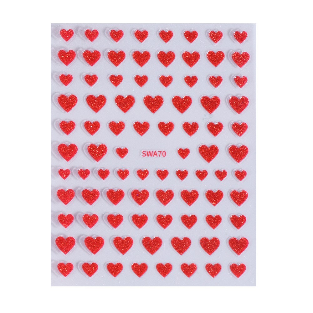 3 Sheets Nail Art Sticker Glitter Heart Valentine Decals Manicure DIY Peel NH28