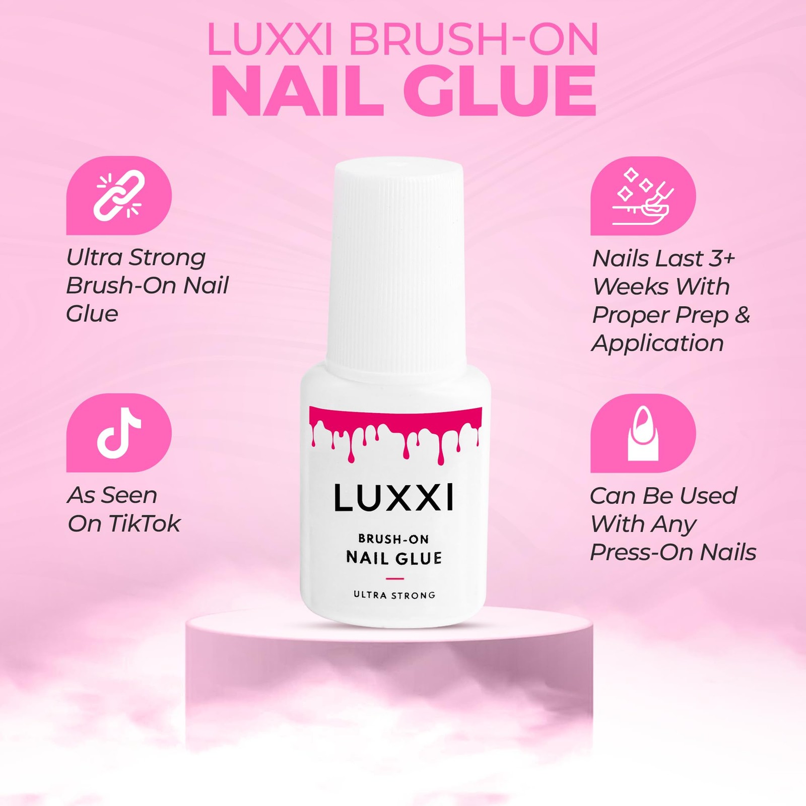 Brush On Nail Glue for Press On Nails – Precision Applicator, Quick Air Dry A…