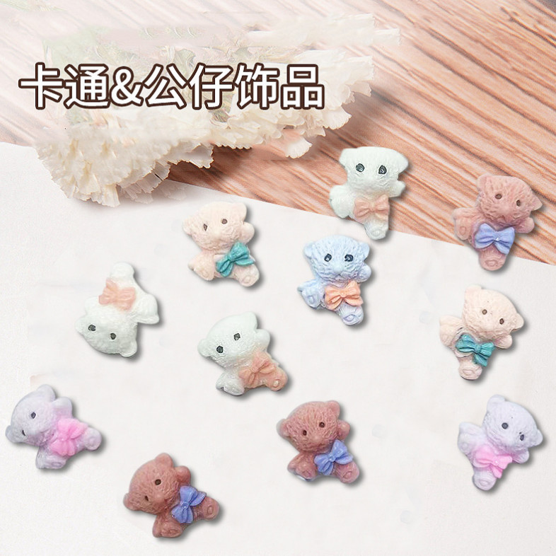 Resin Dog Puppy Bow 10x12mm Flatback Nail Art 2Pcs Manicure Nail Decors DIY NS31