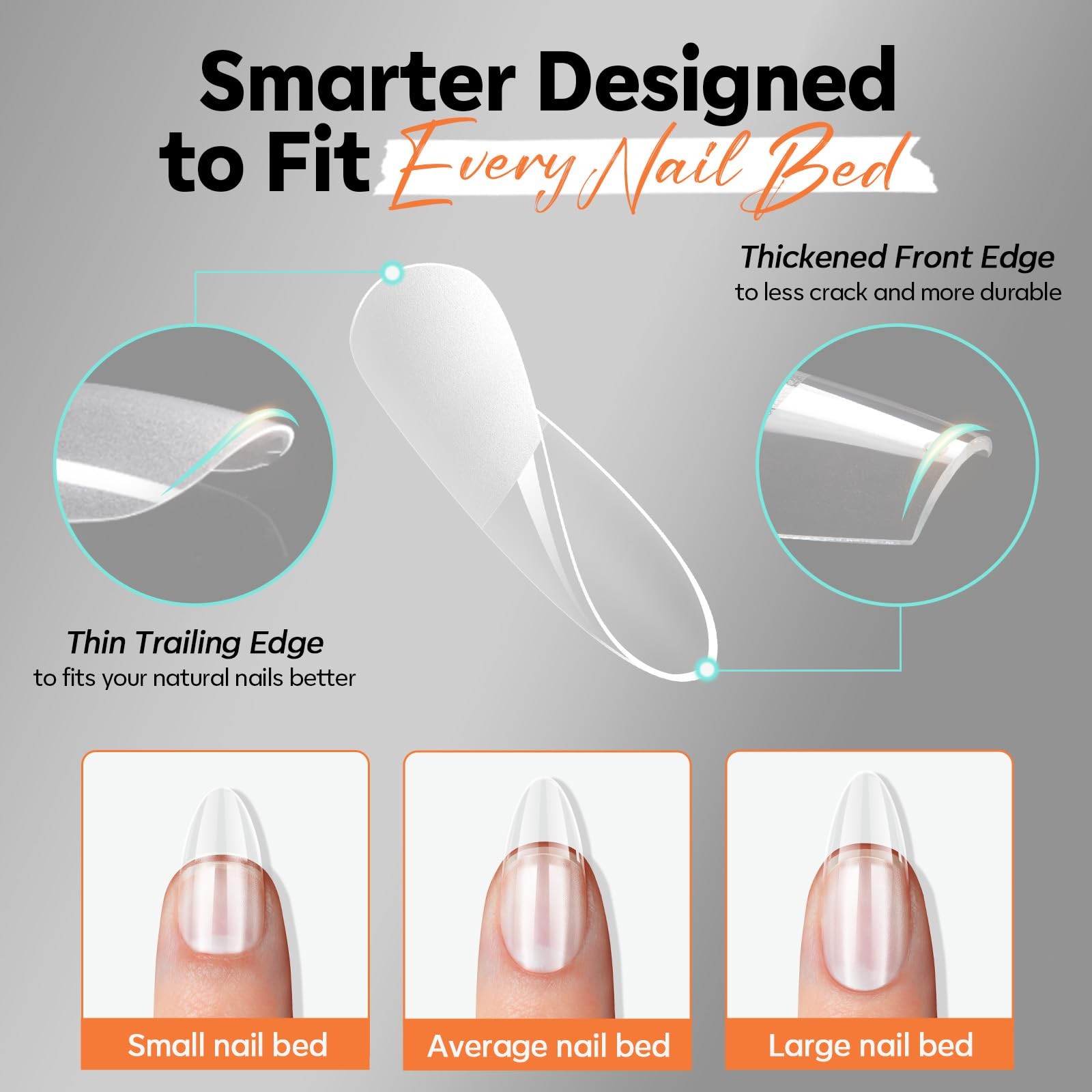 Modelones Almond Nail Tips Short Clear Soft Fake Press On Nails Tip