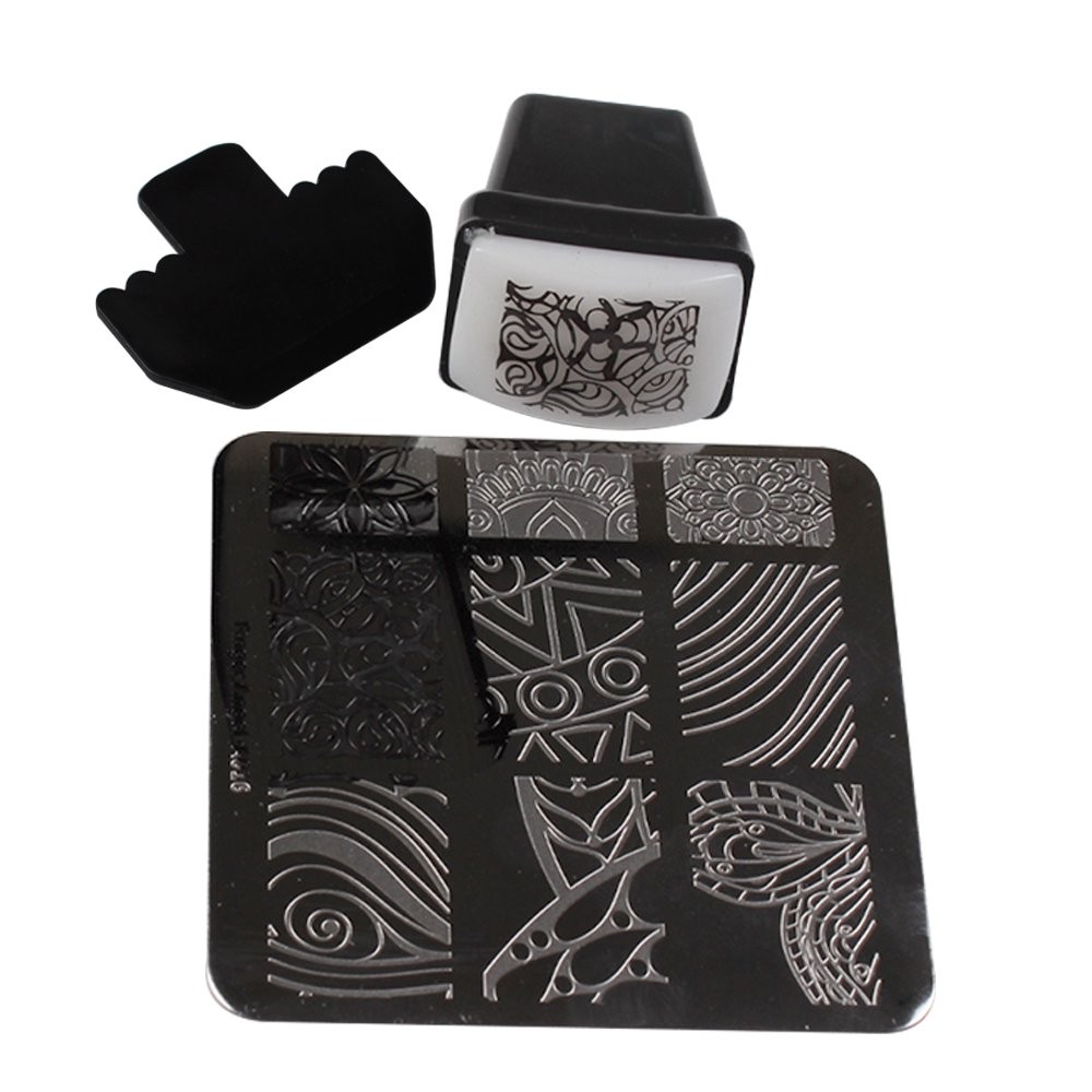Finger Angel 10Pcs Nail Art Stamping Templates Manicure Tool Kit 10pcs Nail Stam