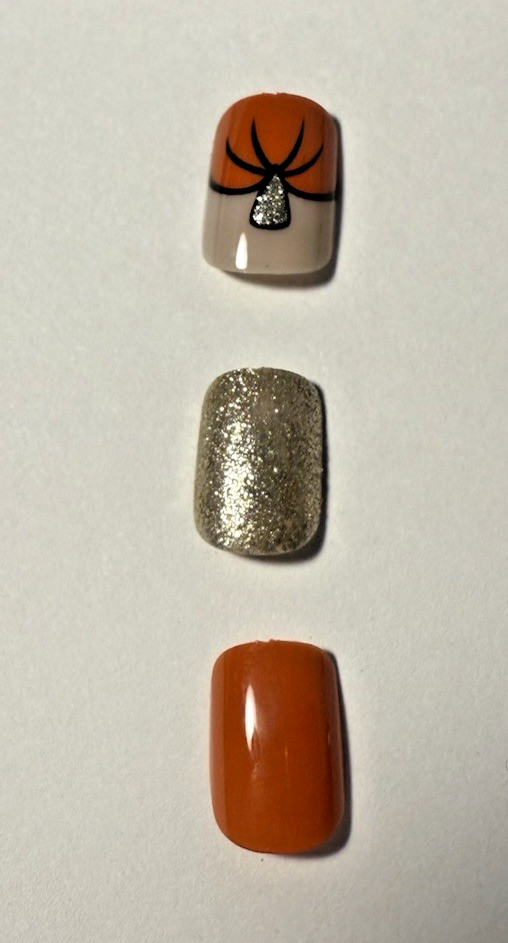 Halloween Press-On Nail Bundle – 2 Sets (Spider & Ghost Designs) + Nail Charms |