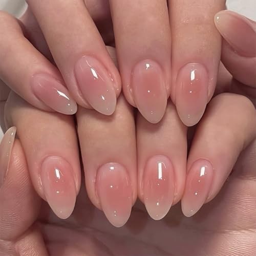 Pink Aura Press on Nails Short Almond Fake Nails Cute False Style-A Style-21