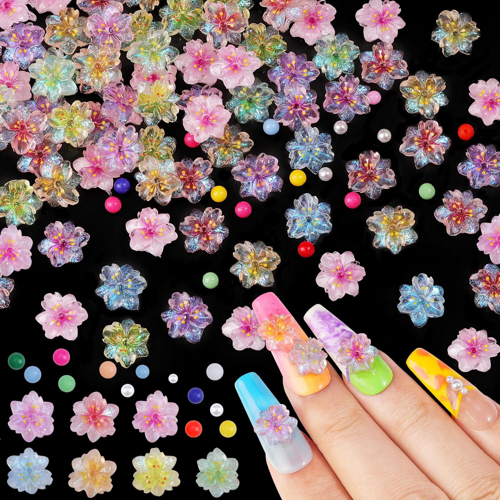 Flower Nail Charms for Acrylic Nails Manicure DIY Nail Decor Women Girls Crafts